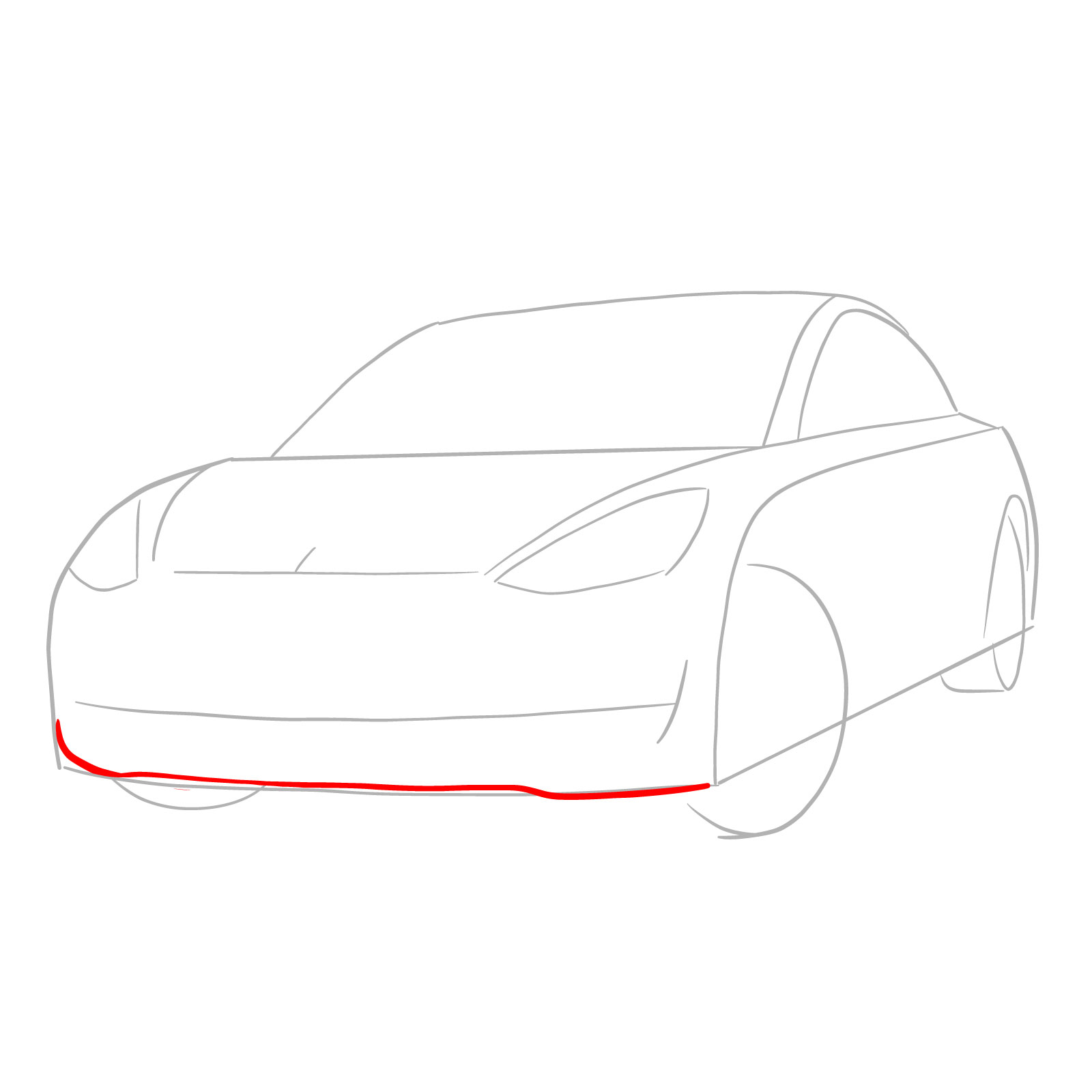 How to draw 2021 Tesla Model 3 - step 04