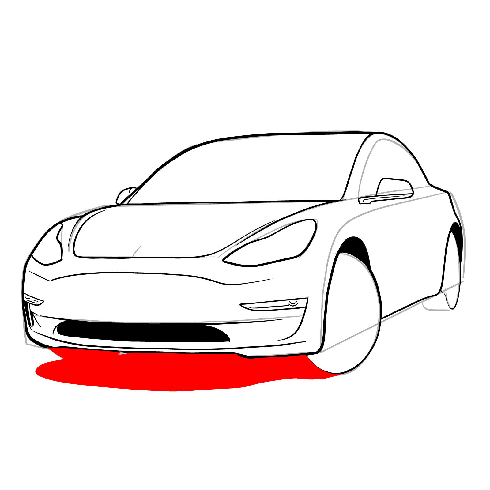 How to draw 2021 Tesla Model 3 - step 20