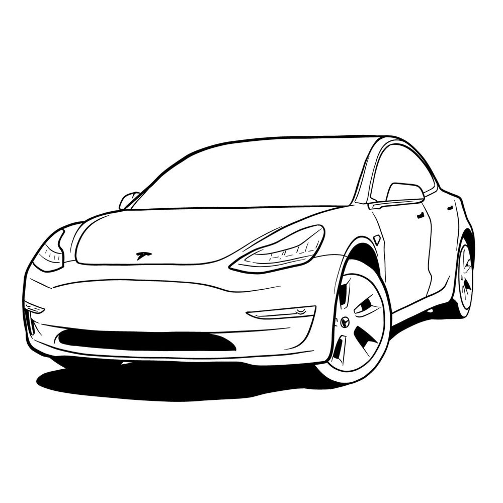 How to draw 2021 Tesla Model 3