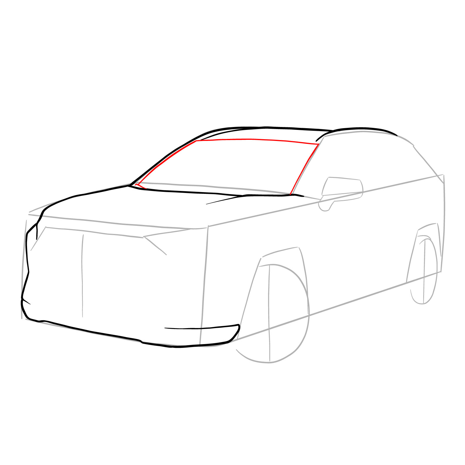 How to draw 2020 Toyota RAV4 - step 09