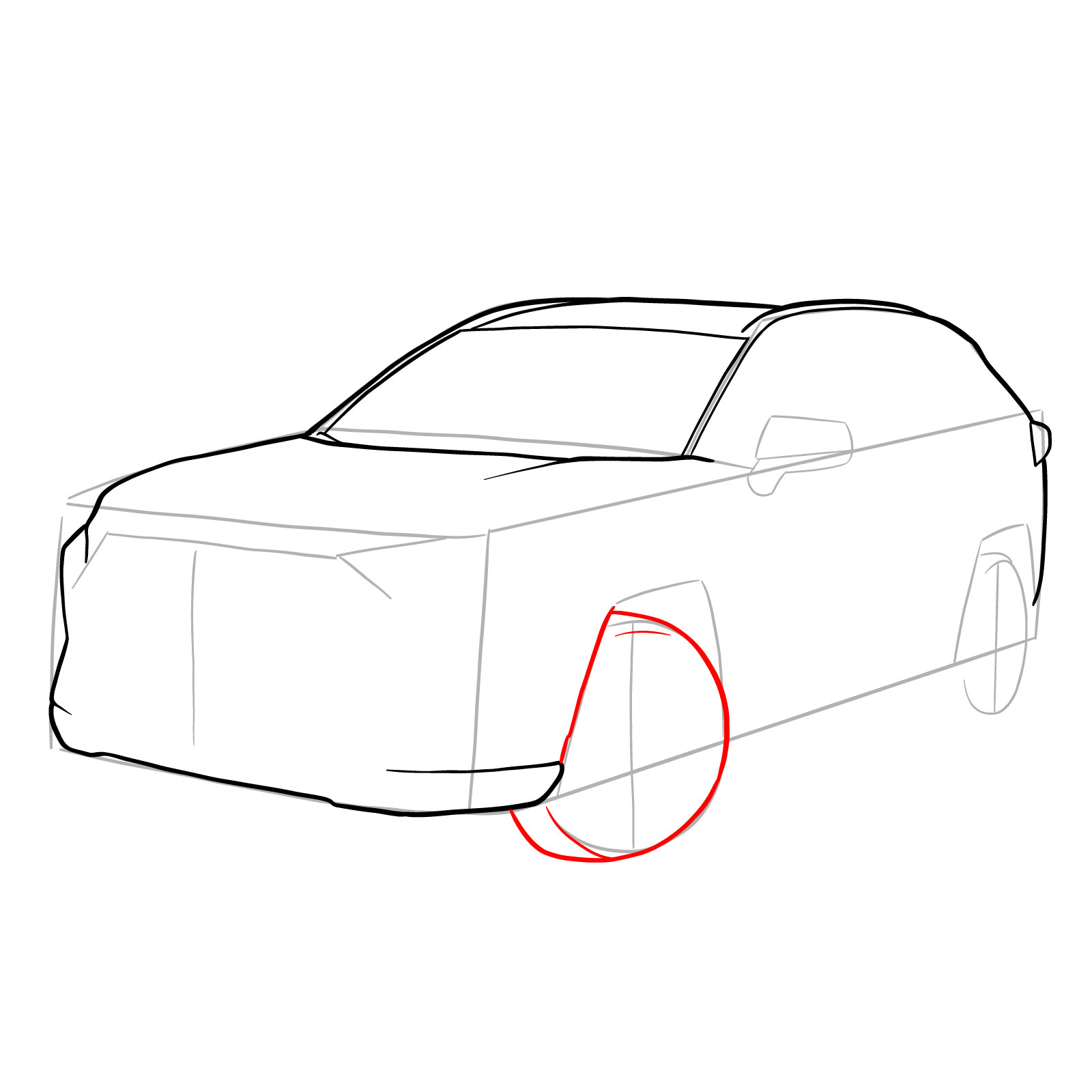 How to draw 2020 Toyota RAV4 - step 12
