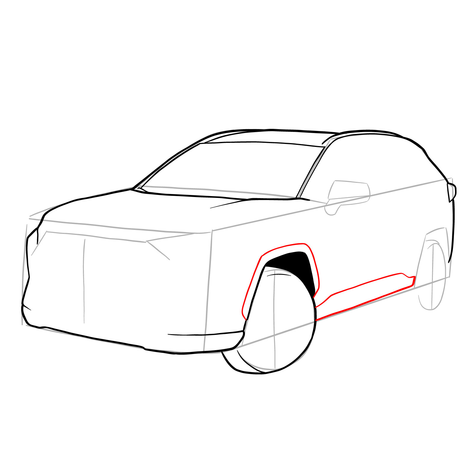 How to draw 2020 Toyota RAV4 - step 14