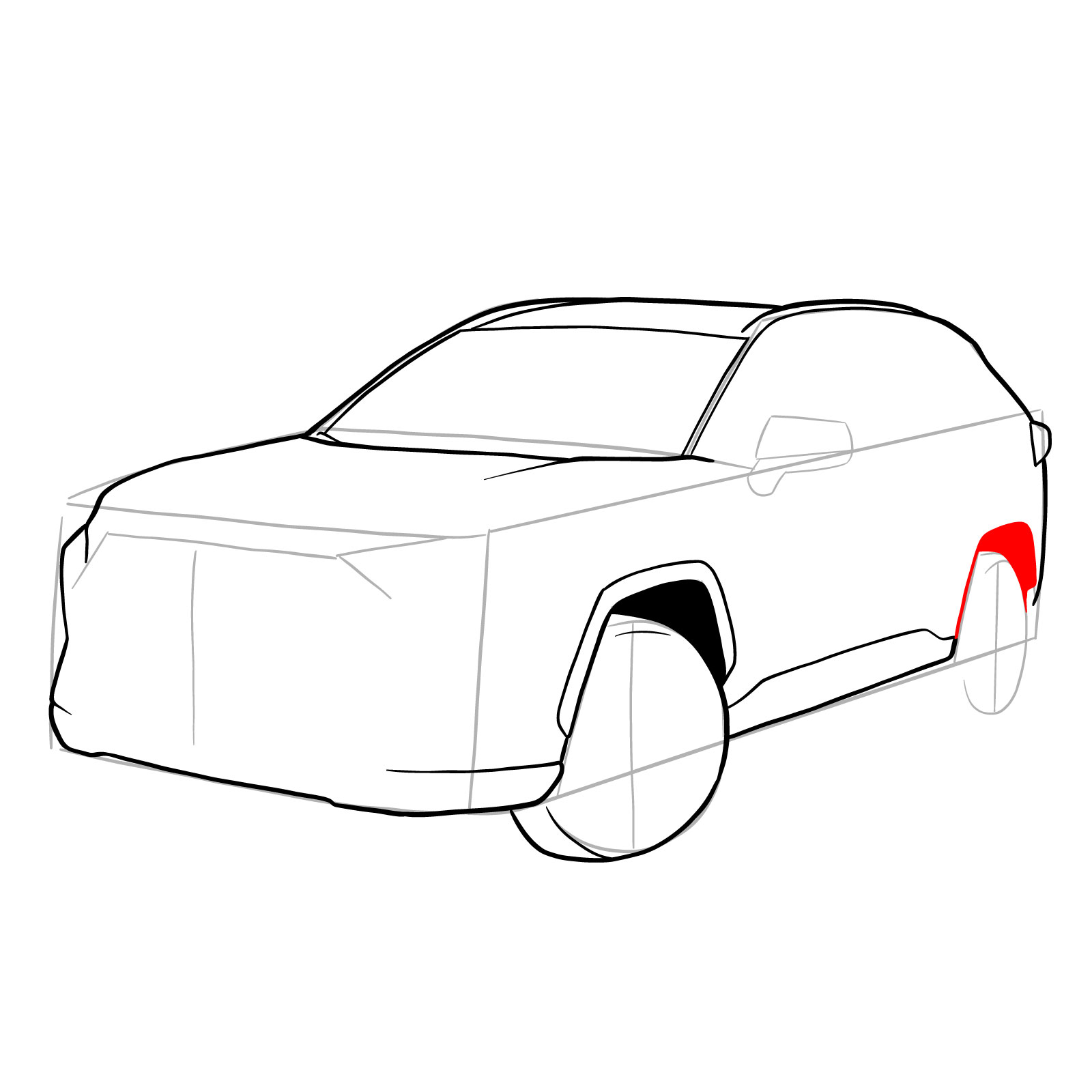 How to draw 2020 Toyota RAV4 - step 15