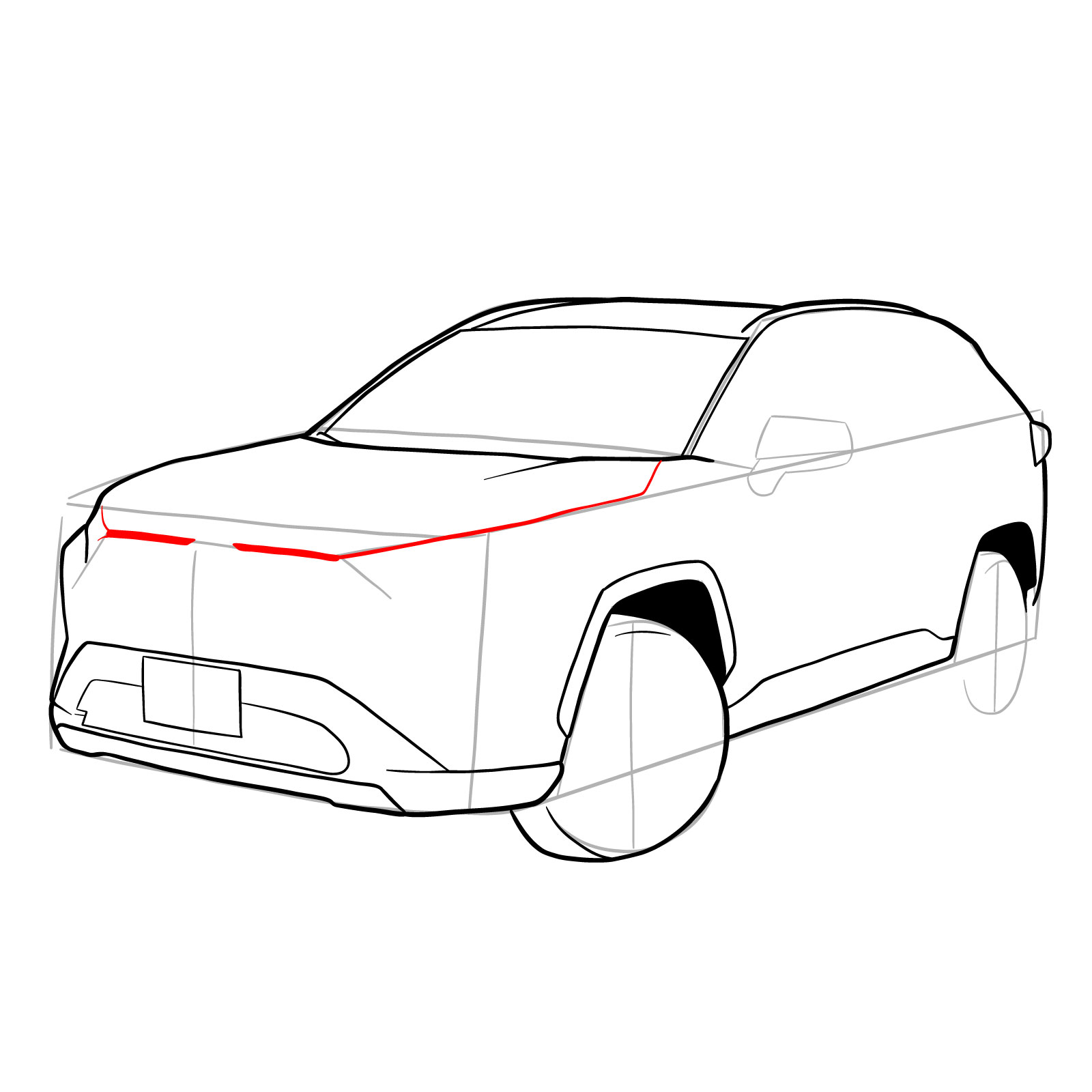 How to draw 2020 Toyota RAV4 - step 18