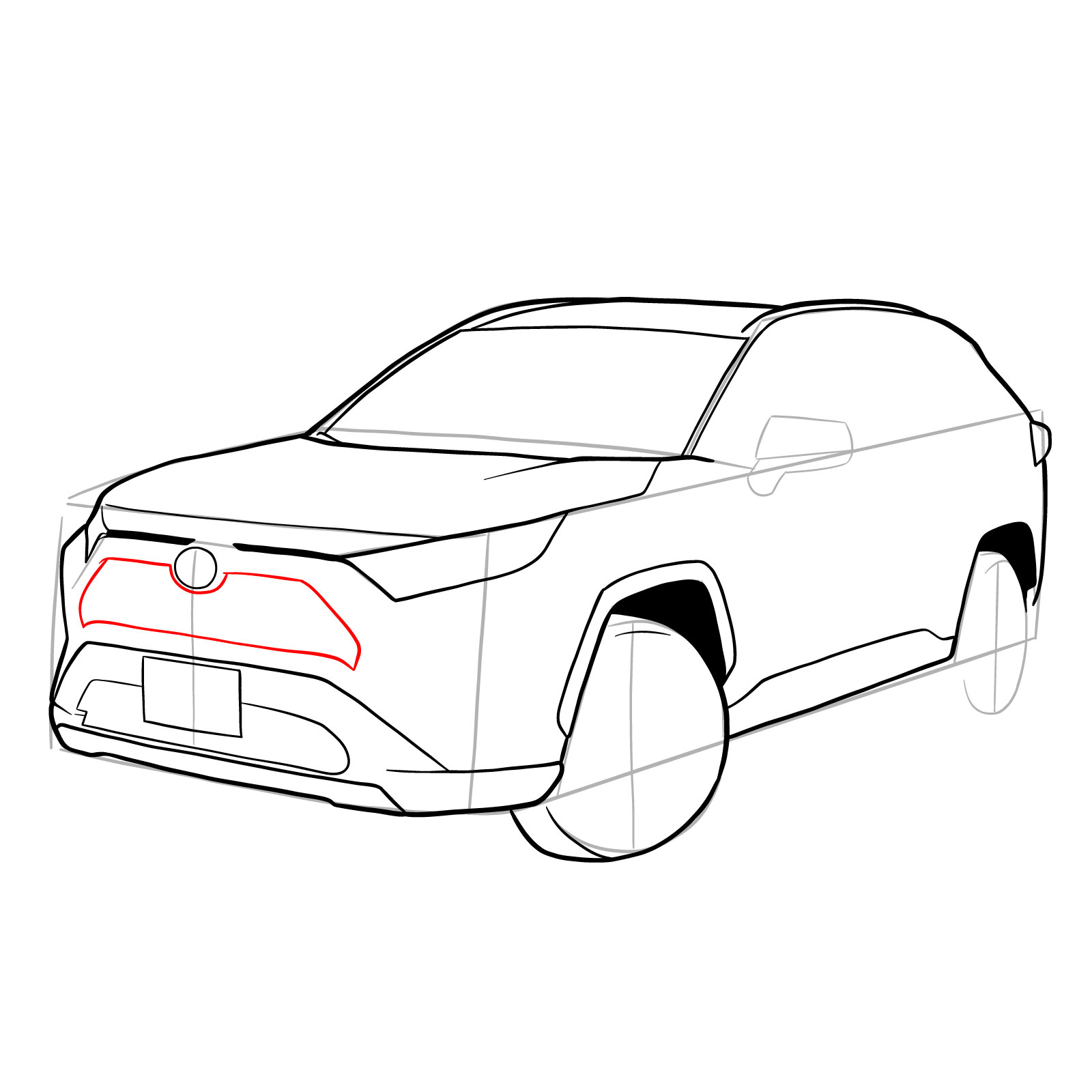 How to draw 2020 Toyota RAV4 - step 20
