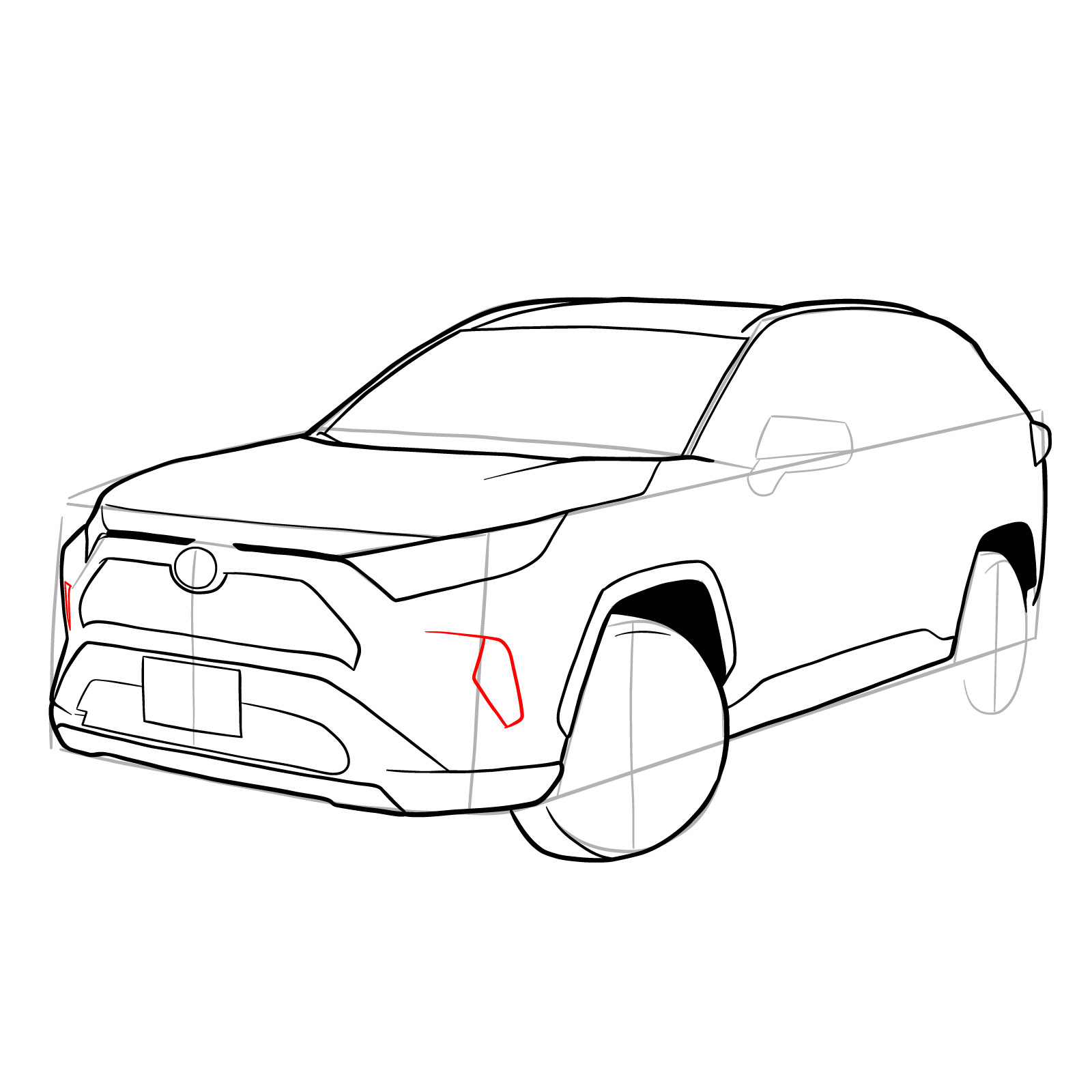 How to draw 2020 Toyota RAV4 - step 21