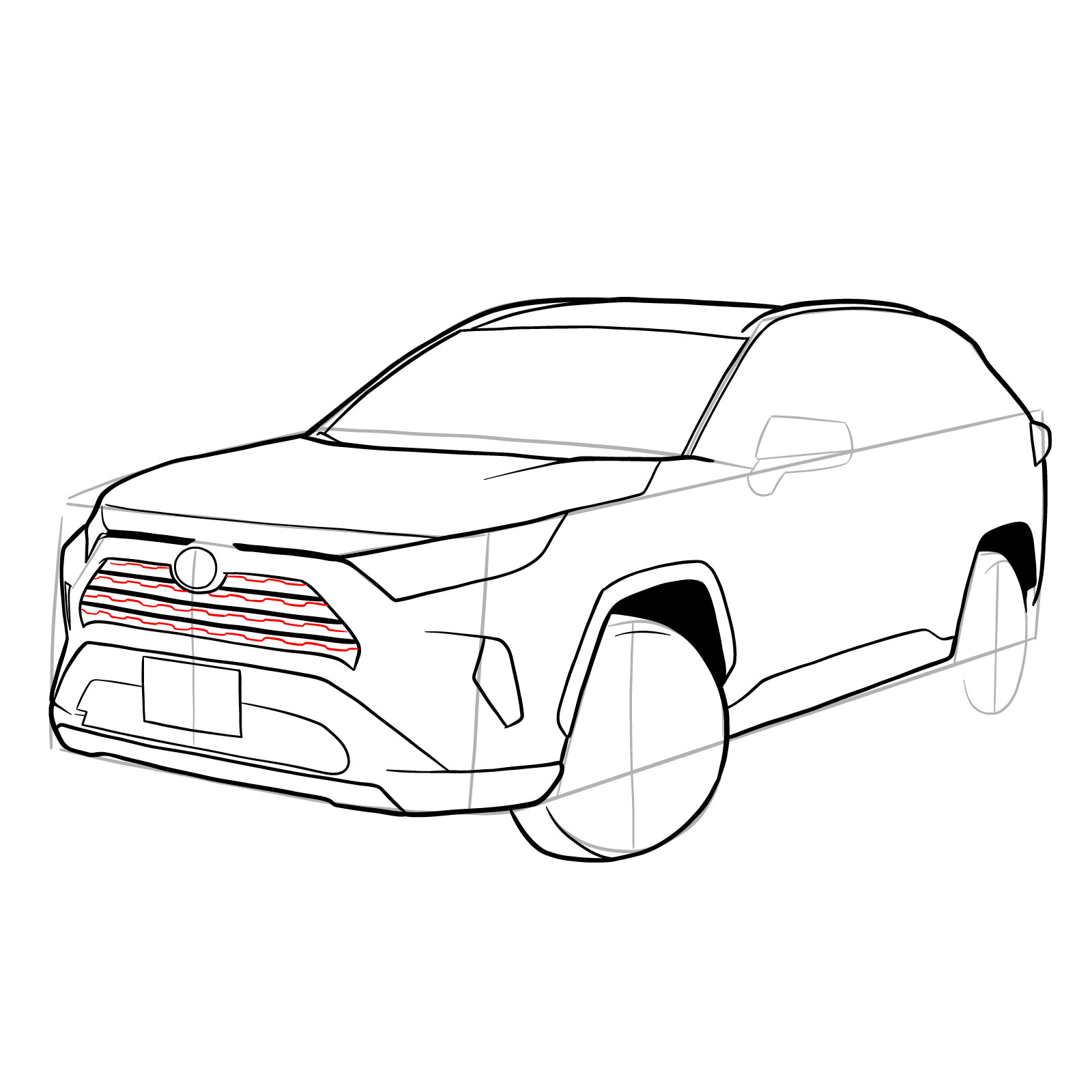 How to draw 2020 Toyota RAV4 - step 23