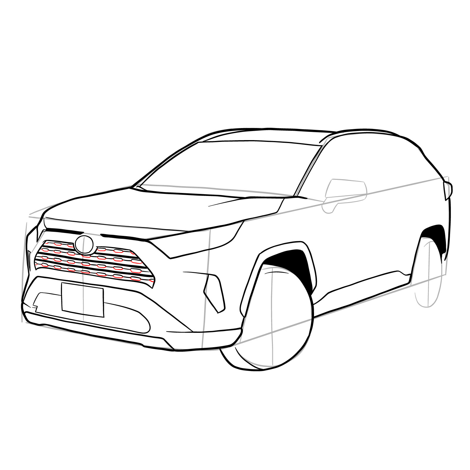 How to draw 2020 Toyota RAV4 - step 24