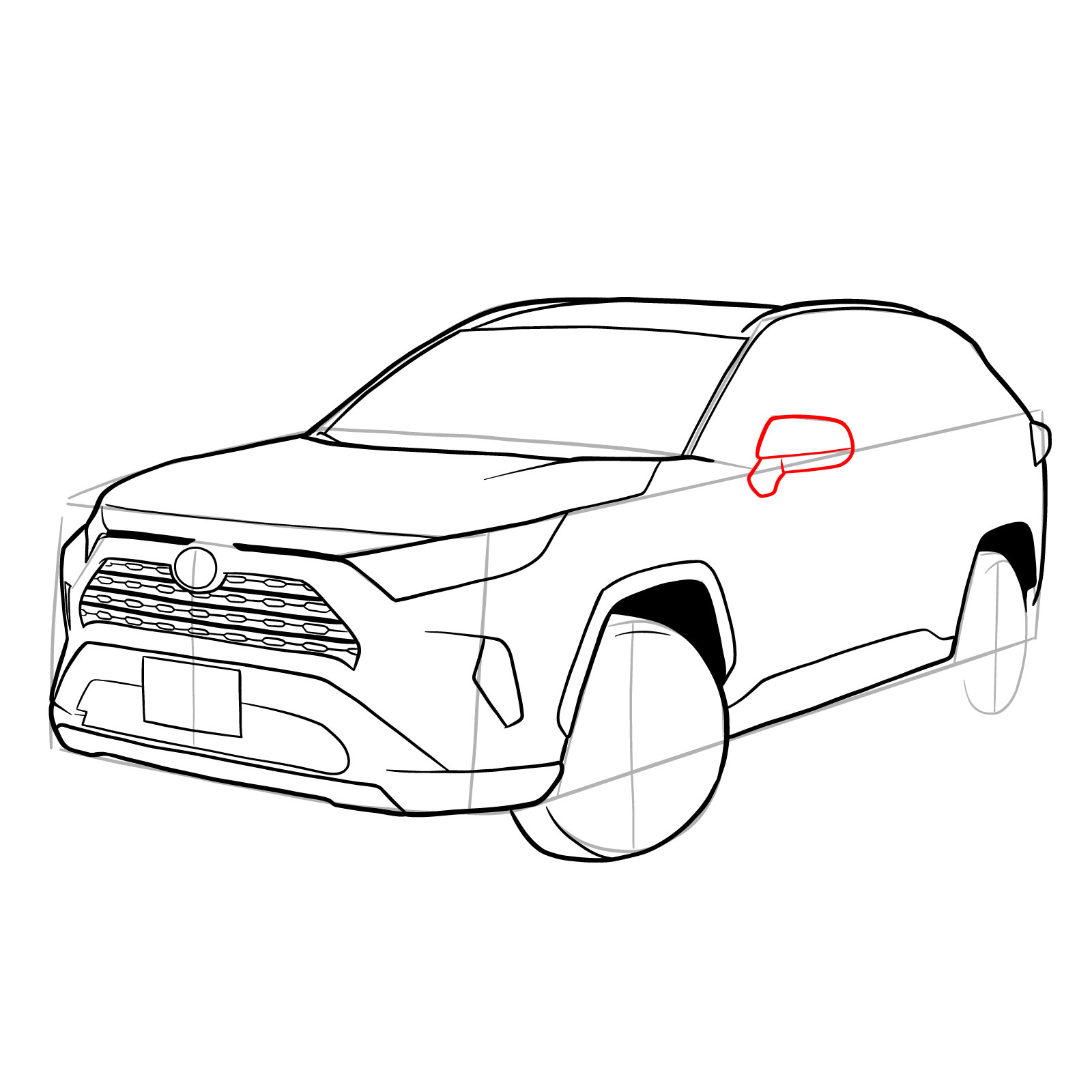How to draw 2020 Toyota RAV4 - step 25