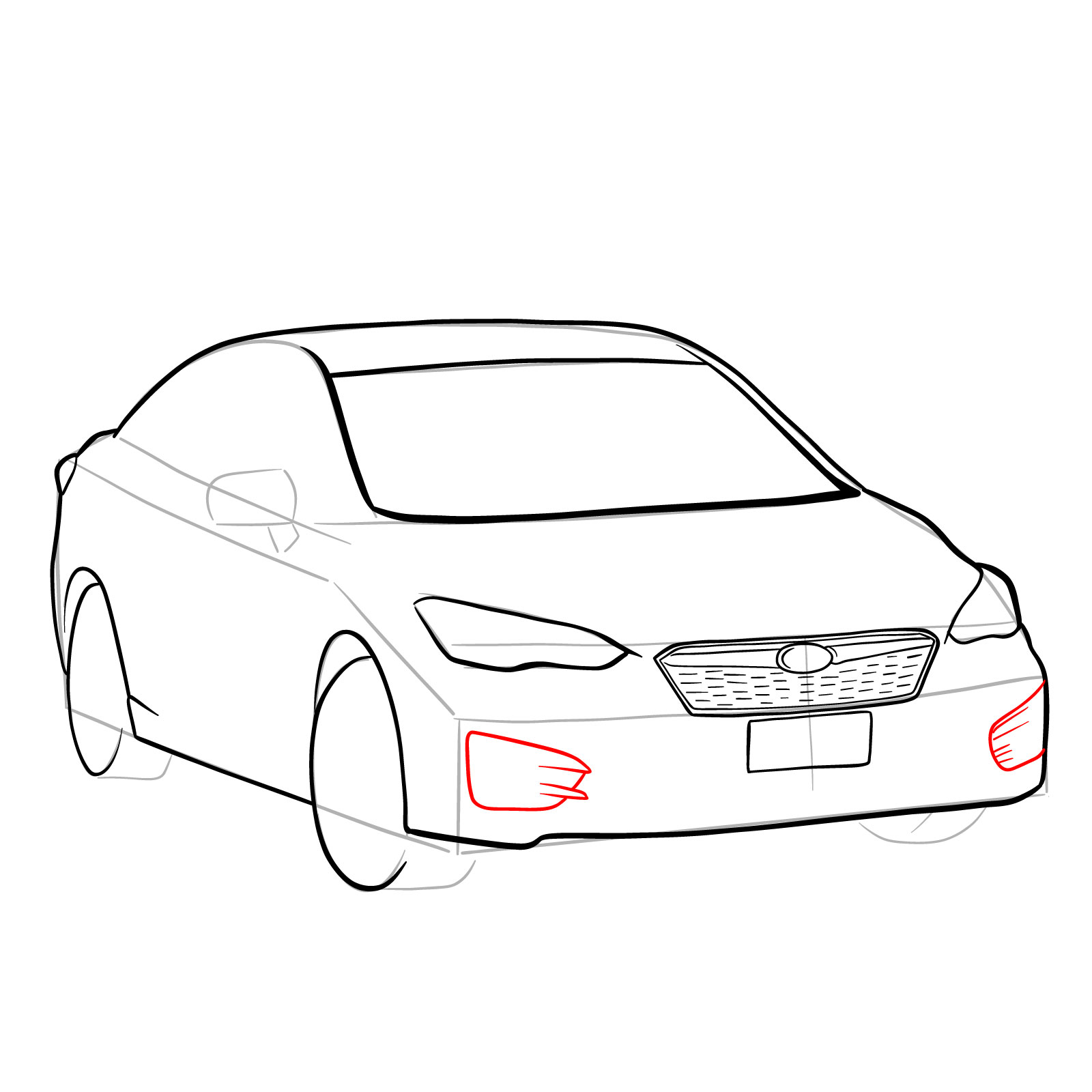How to draw 2022 Subaru Impreza - step 19