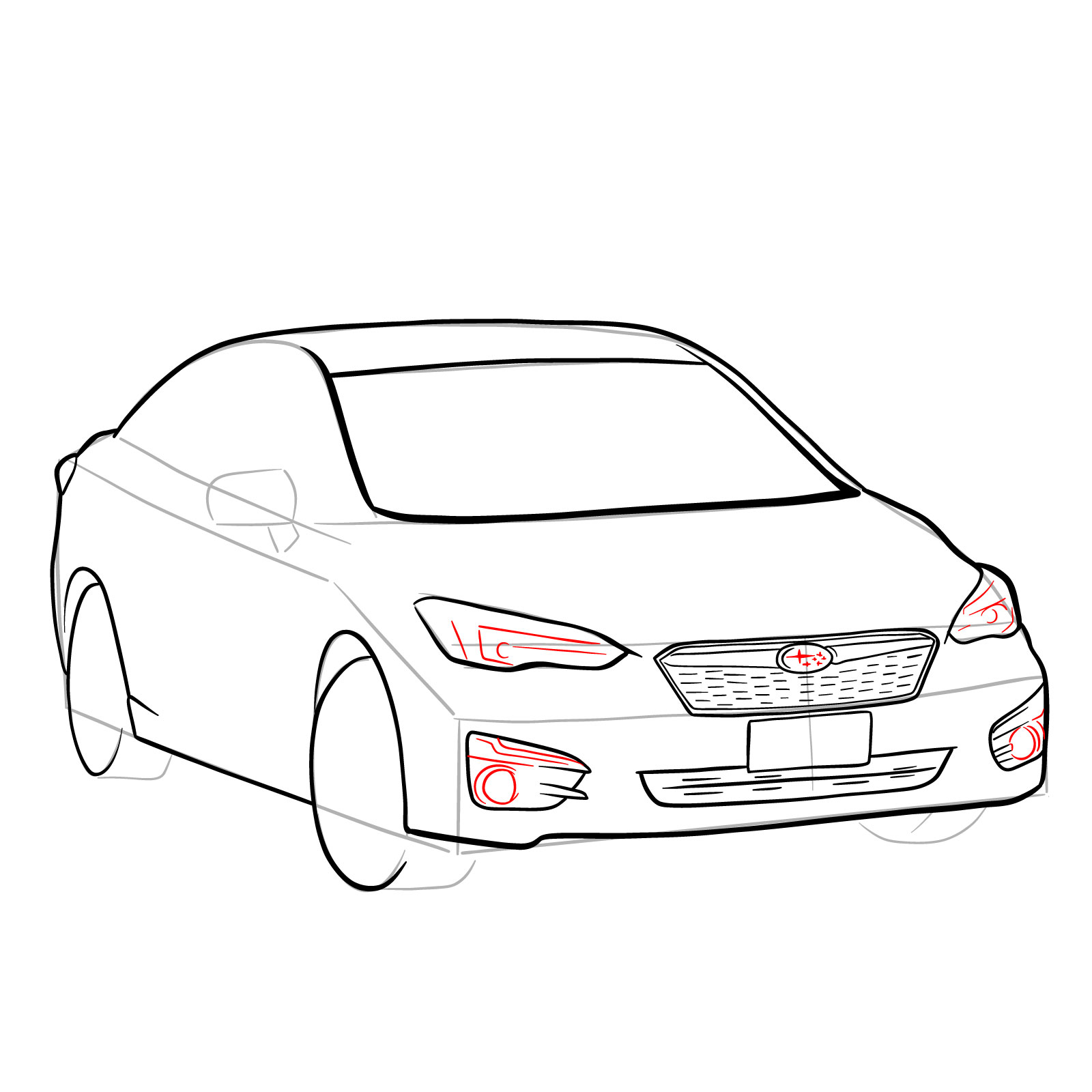 How to draw 2022 Subaru Impreza - step 22