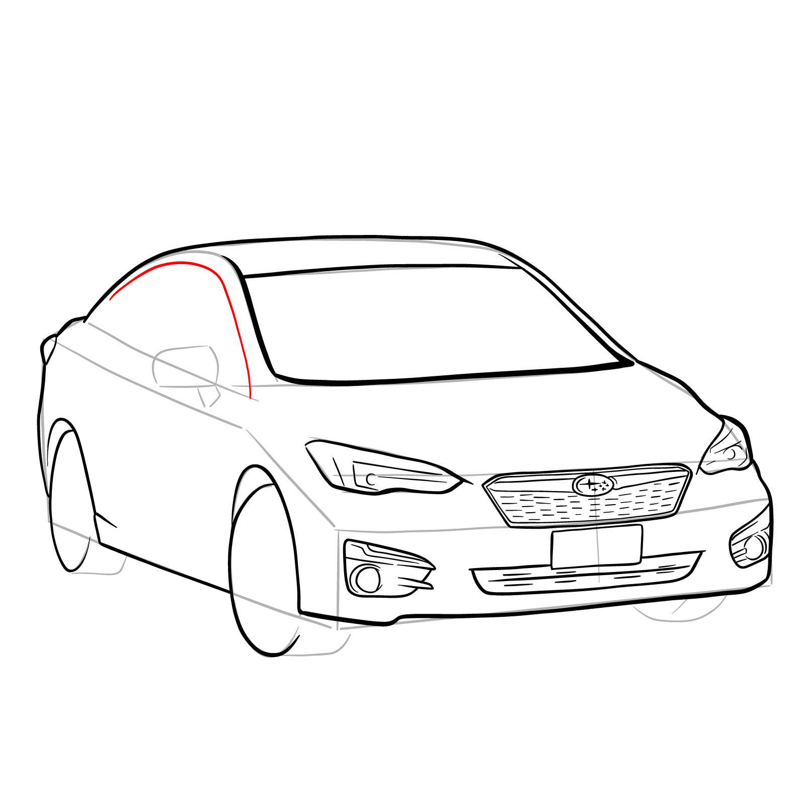How to draw 2022 Subaru Impreza - step 23