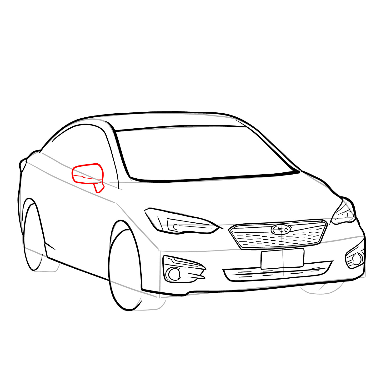 How to draw 2022 Subaru Impreza - step 24