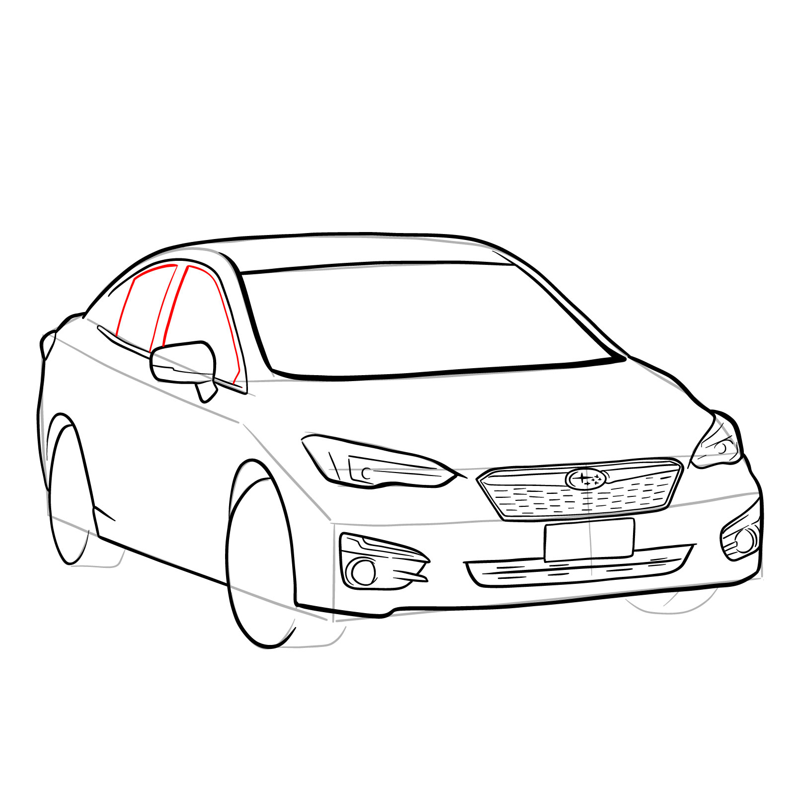 How to draw 2022 Subaru Impreza - step 26