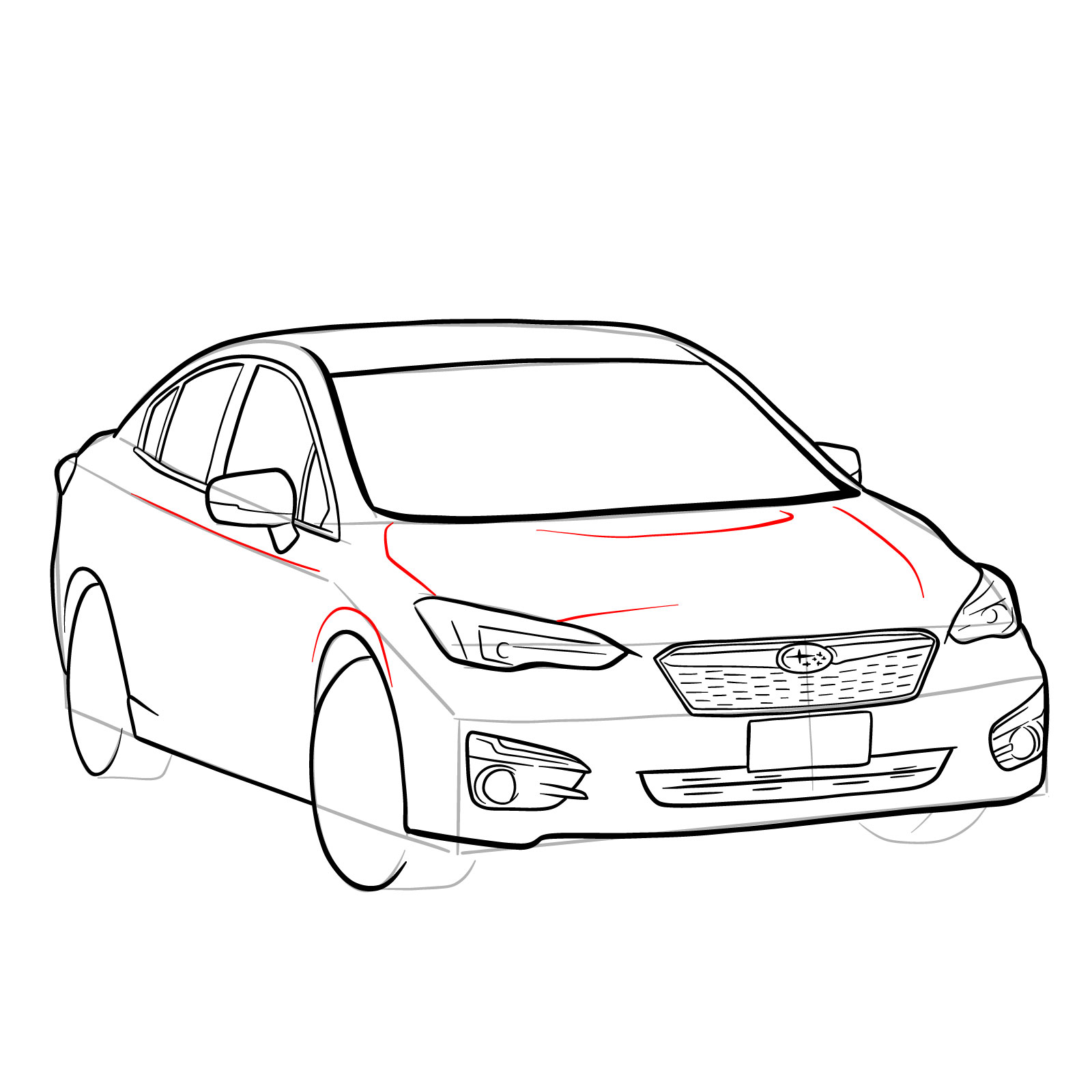 How to draw 2022 Subaru Impreza - step 28