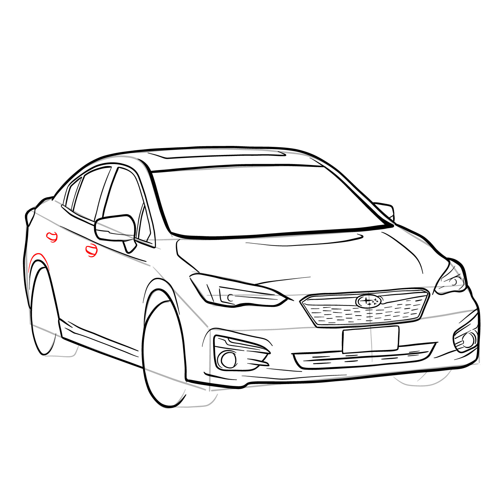 How to draw 2022 Subaru Impreza - step 30