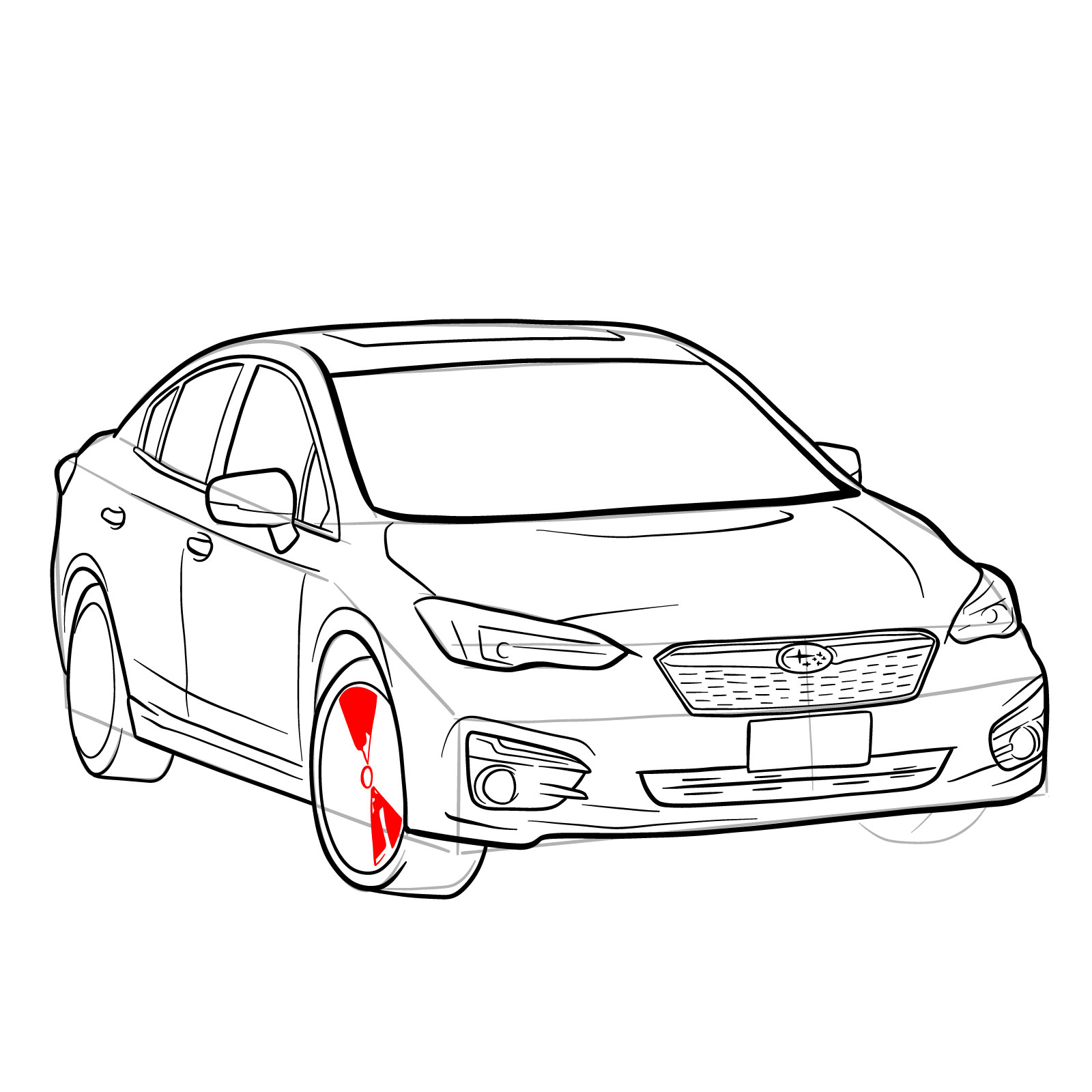 How to draw 2022 Subaru Impreza - step 33
