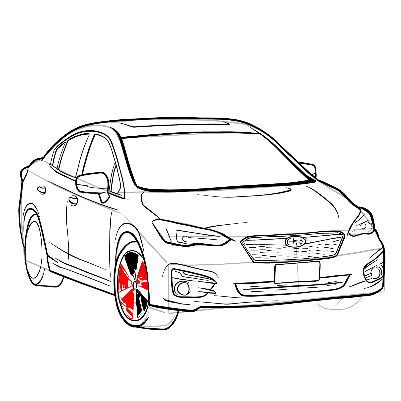 How to draw 2022 Subaru Impreza - step 34
