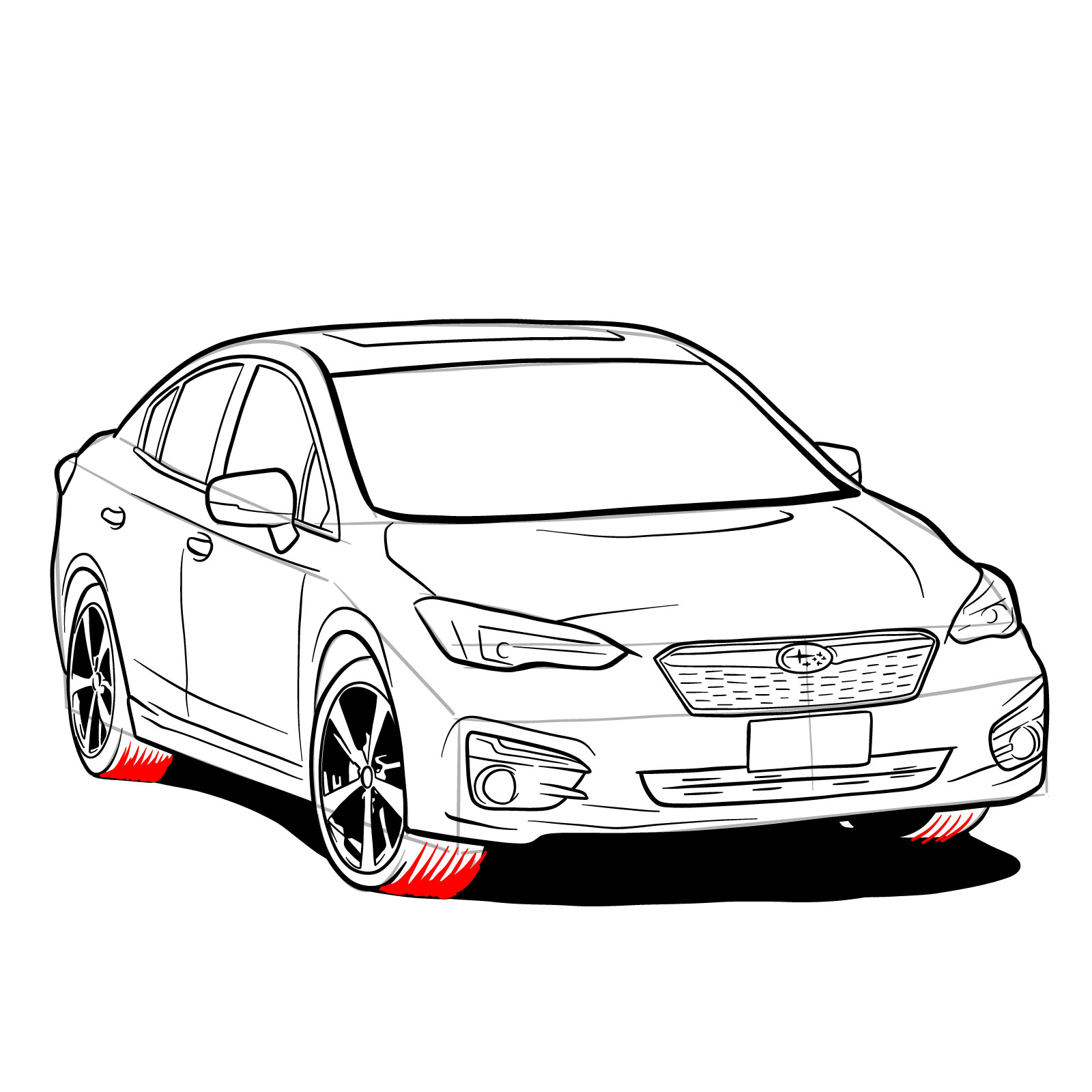 How to draw 2022 Subaru Impreza - step 39