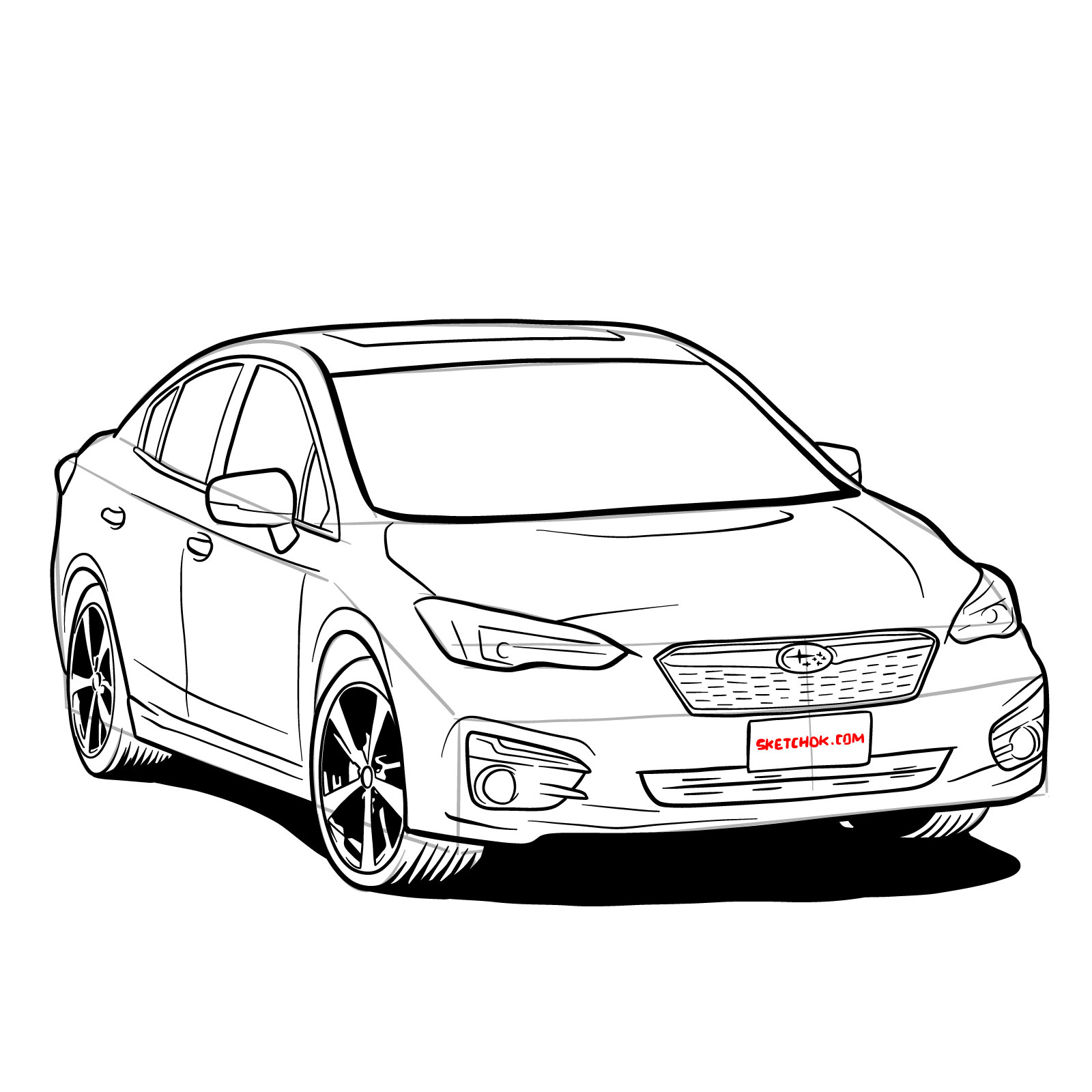 How to draw 2022 Subaru Impreza - step 40