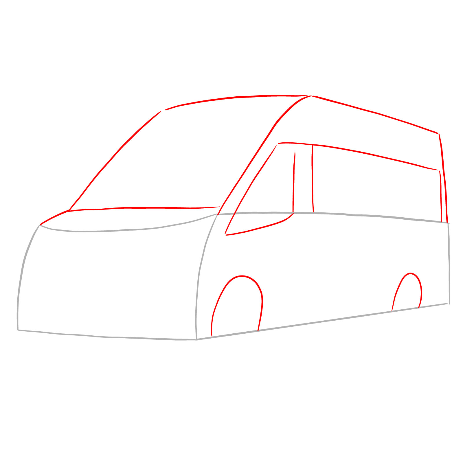 How to draw 2020 Ford Transit - step 02