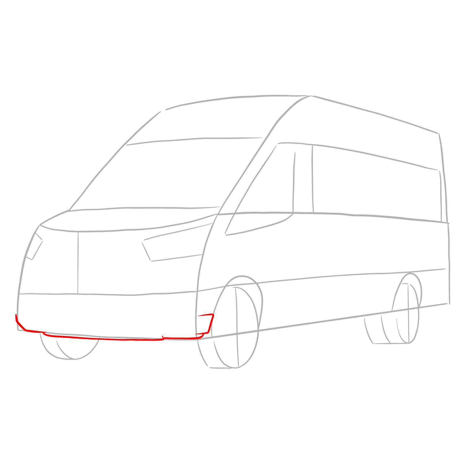 How to draw 2020 Ford Transit - step 04
