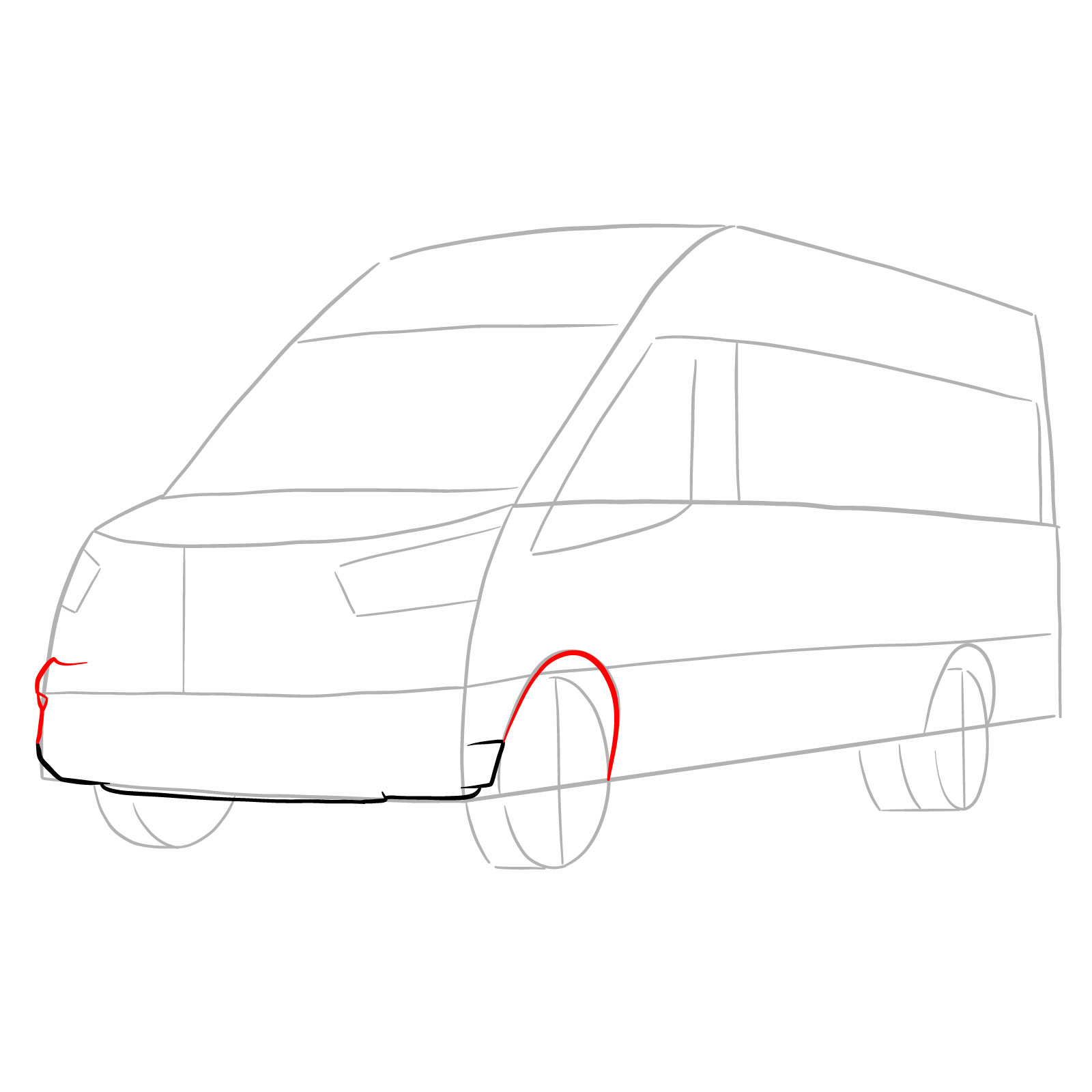 How to draw 2020 Ford Transit - step 05