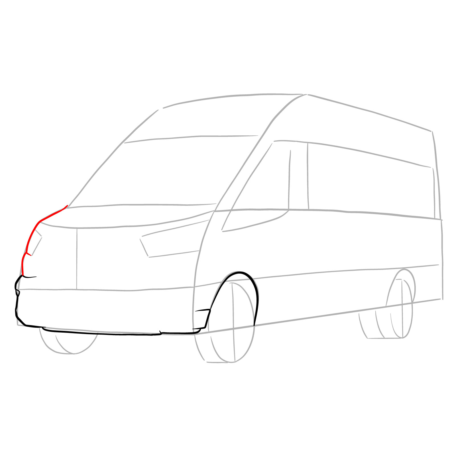 How to draw 2020 Ford Transit - step 06