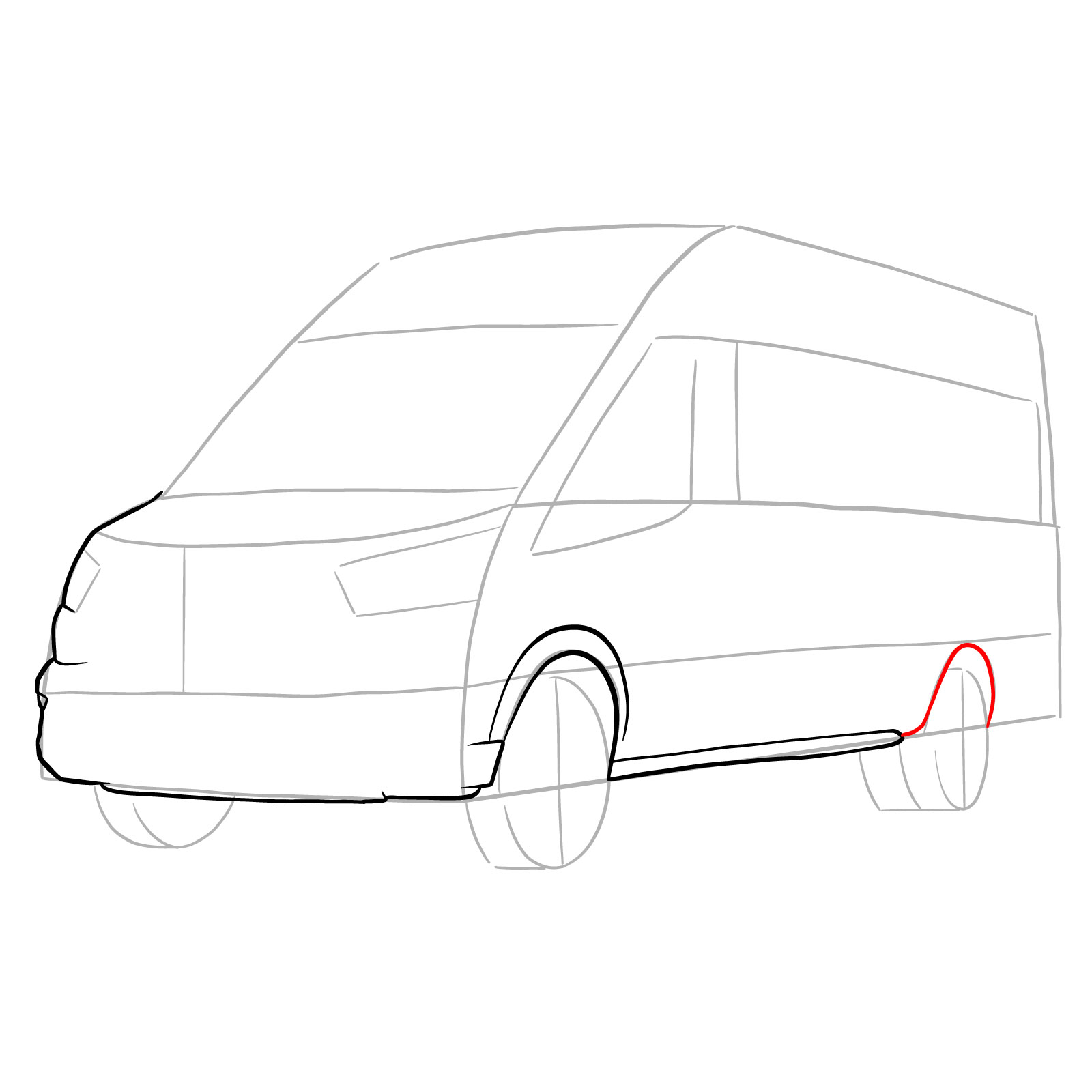 How to draw 2020 Ford Transit - step 08