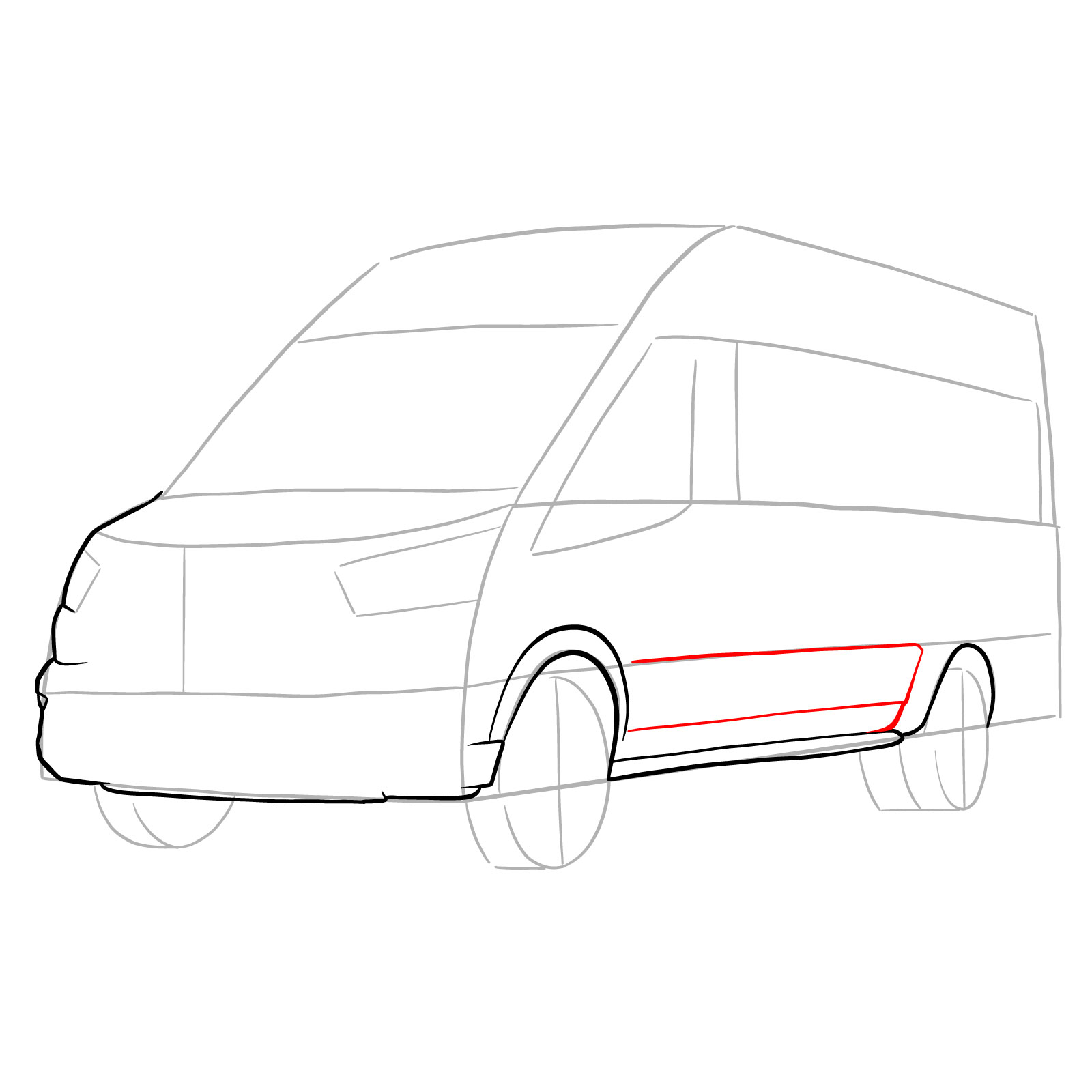 How to draw 2020 Ford Transit - step 09