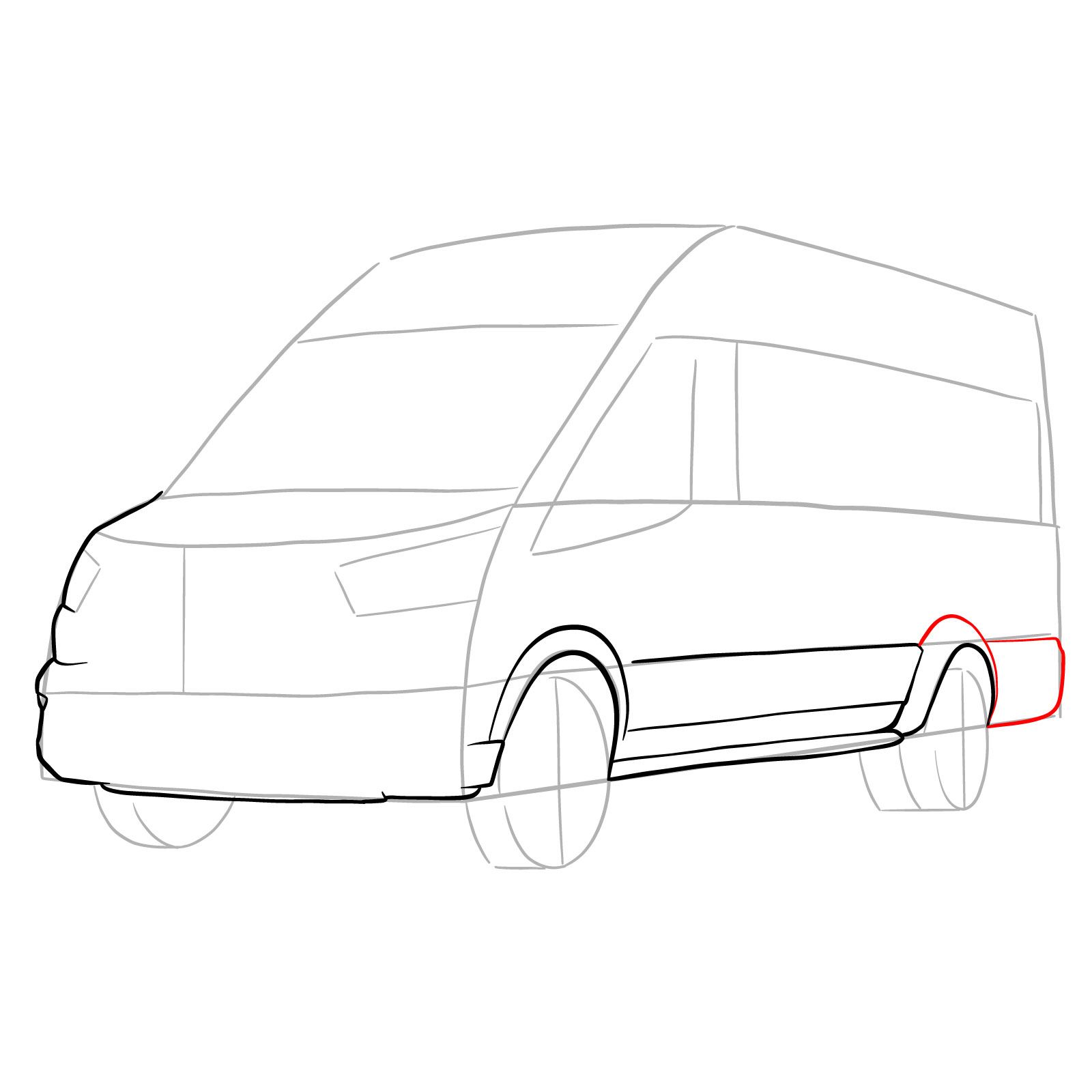 How to draw 2020 Ford Transit - step 10