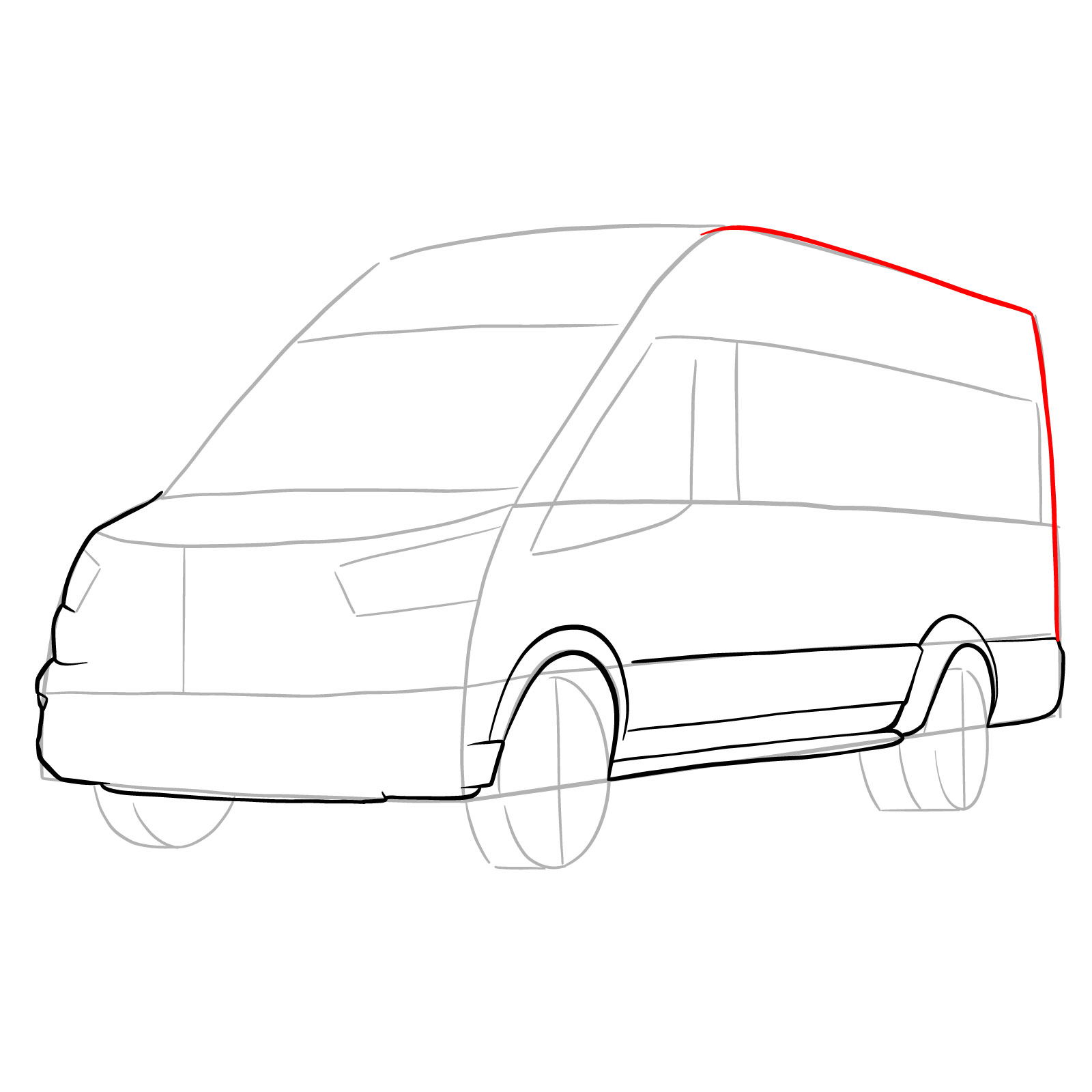 How to draw 2020 Ford Transit - step 11
