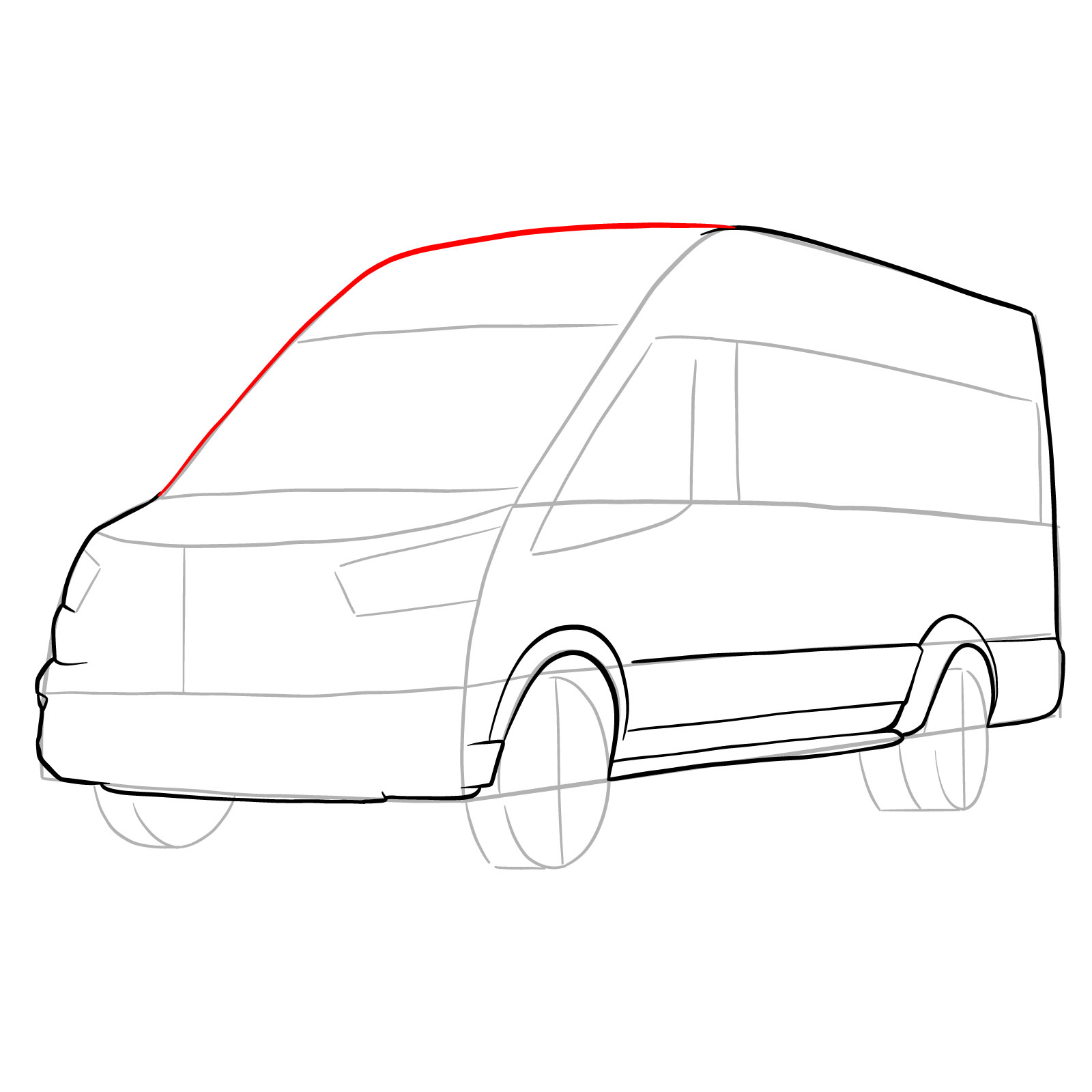 How to draw 2020 Ford Transit - step 12