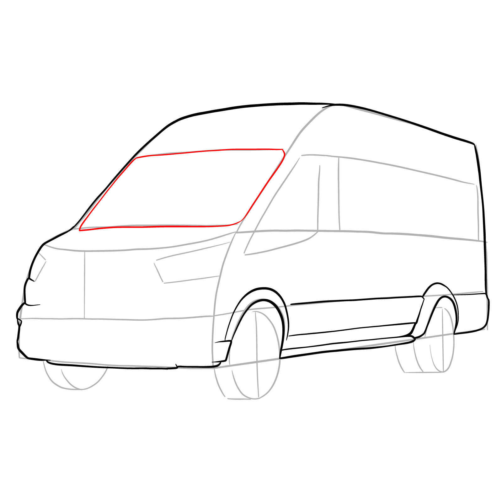How to draw 2020 Ford Transit - step 13