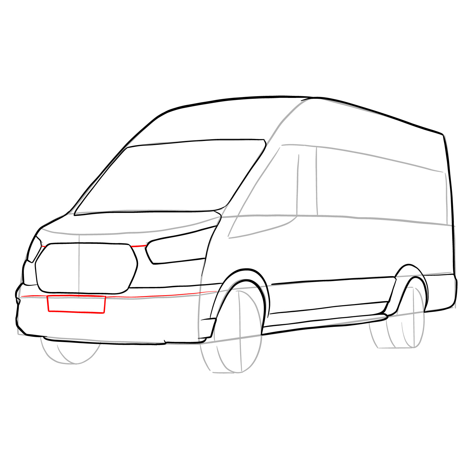 How to draw 2020 Ford Transit - step 16