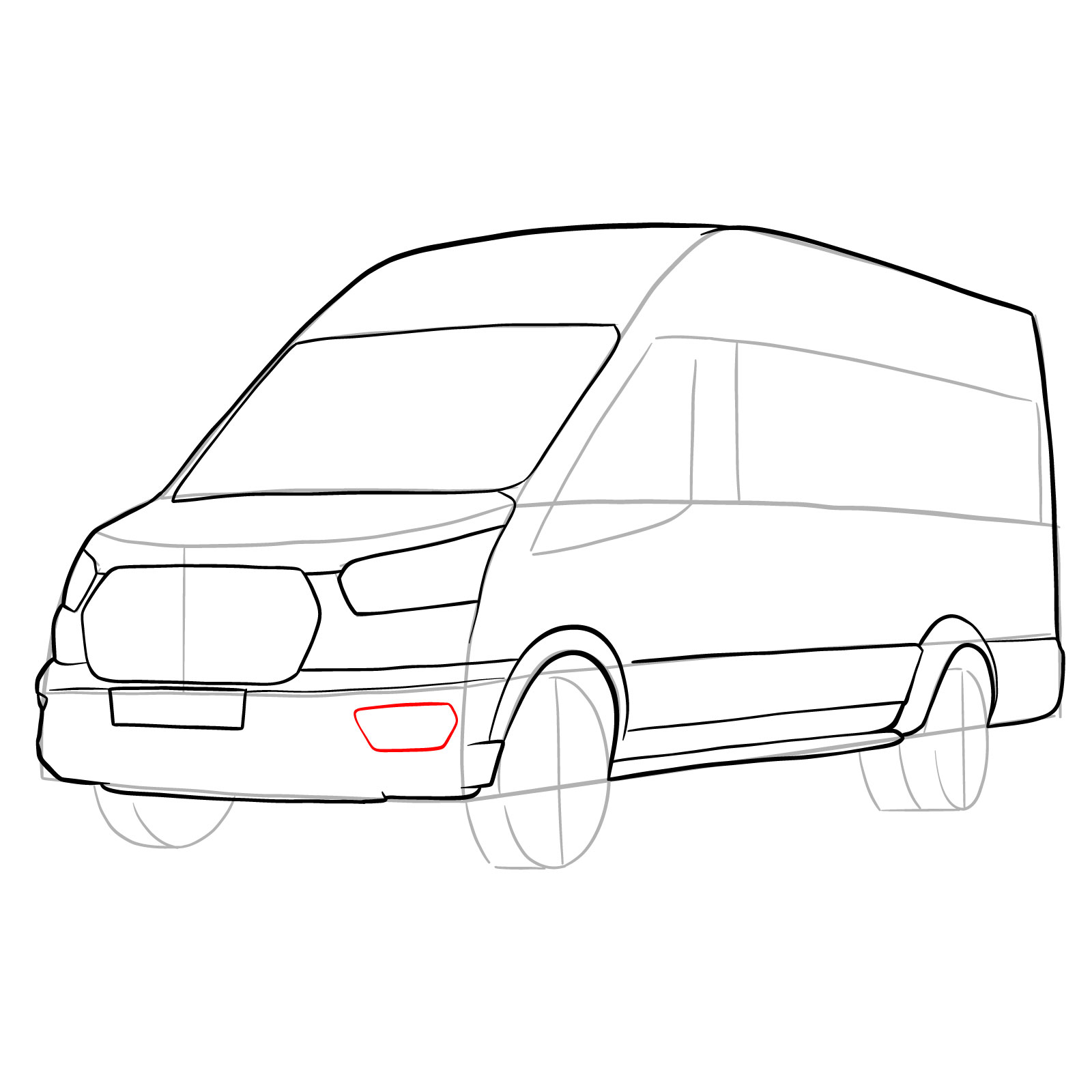 How to draw 2020 Ford Transit - step 17