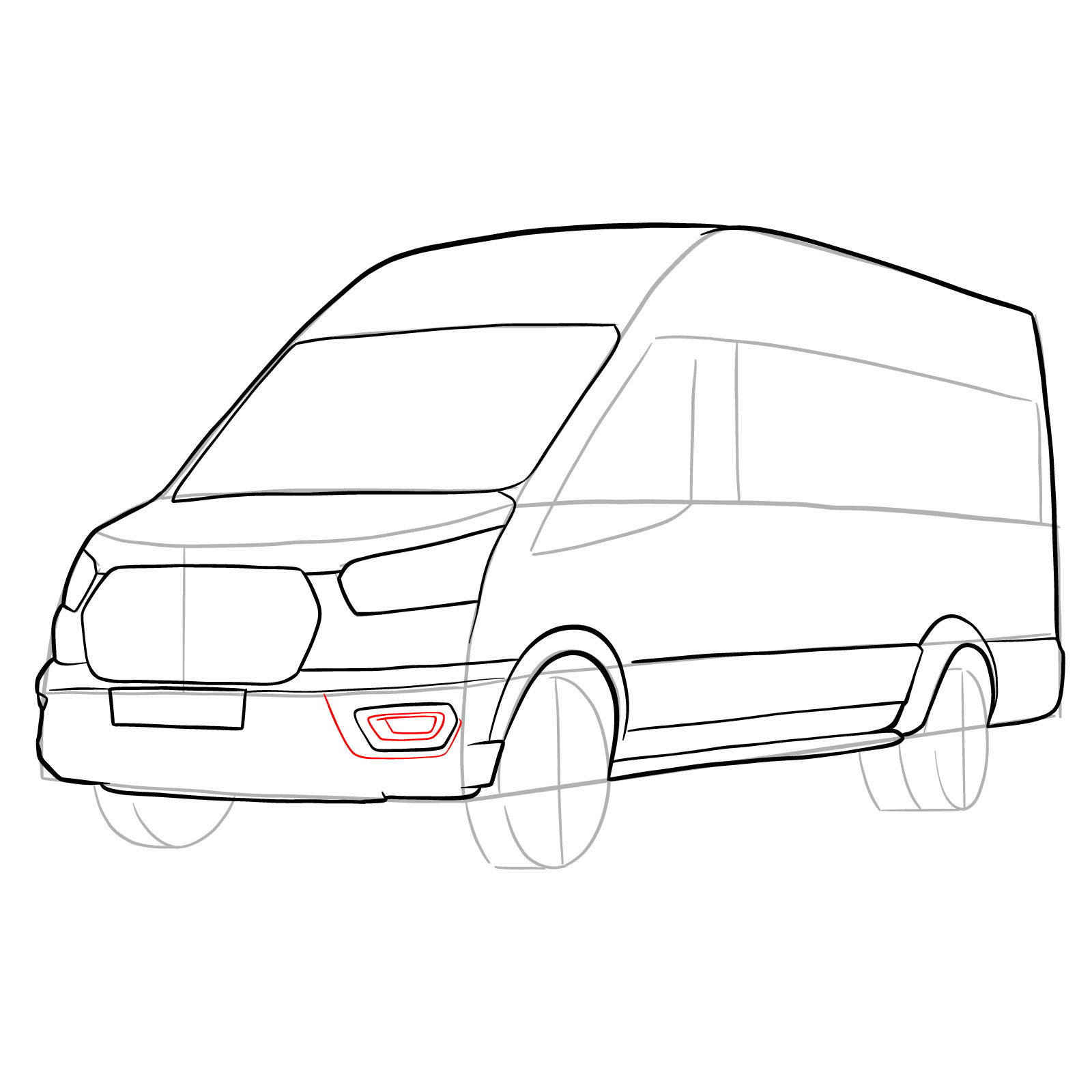 How to draw 2020 Ford Transit - step 18
