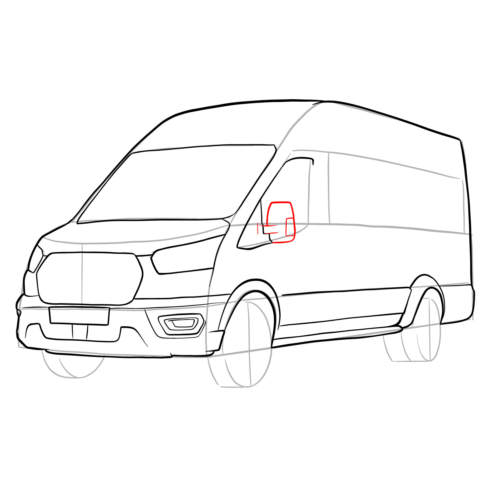 How to draw 2020 Ford Transit - step 21