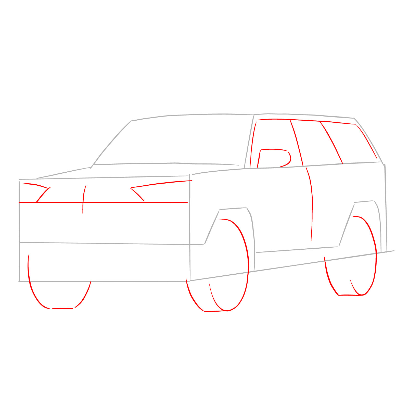 How to draw 2020 Toyota 4Runner - step 03