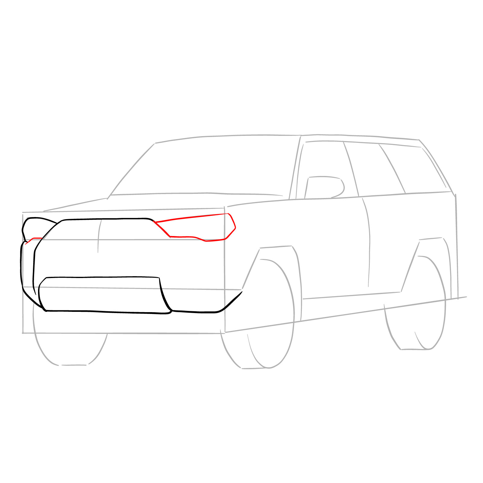 How to draw 2020 Toyota 4Runner - step 07