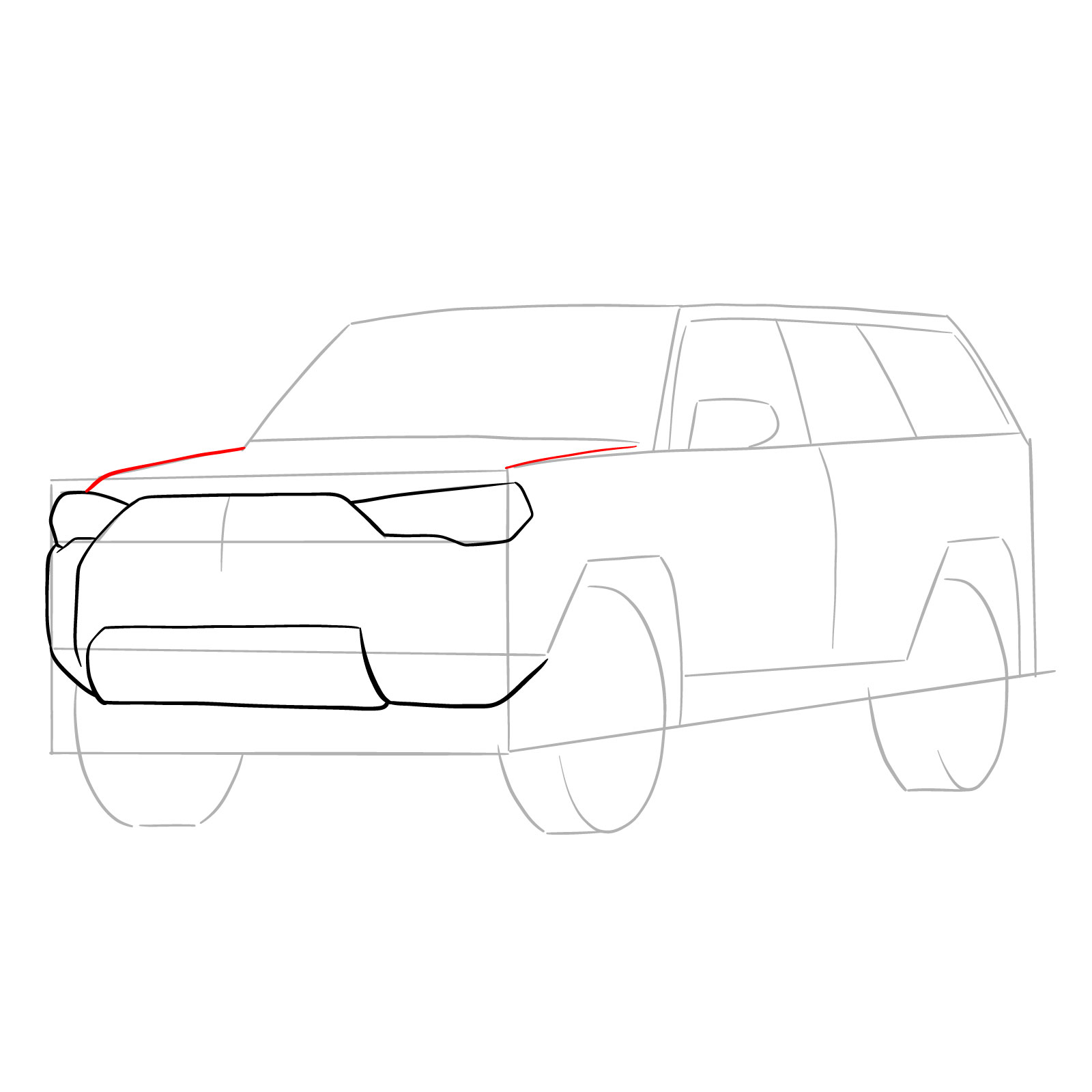 How to draw 2020 Toyota 4Runner - step 08