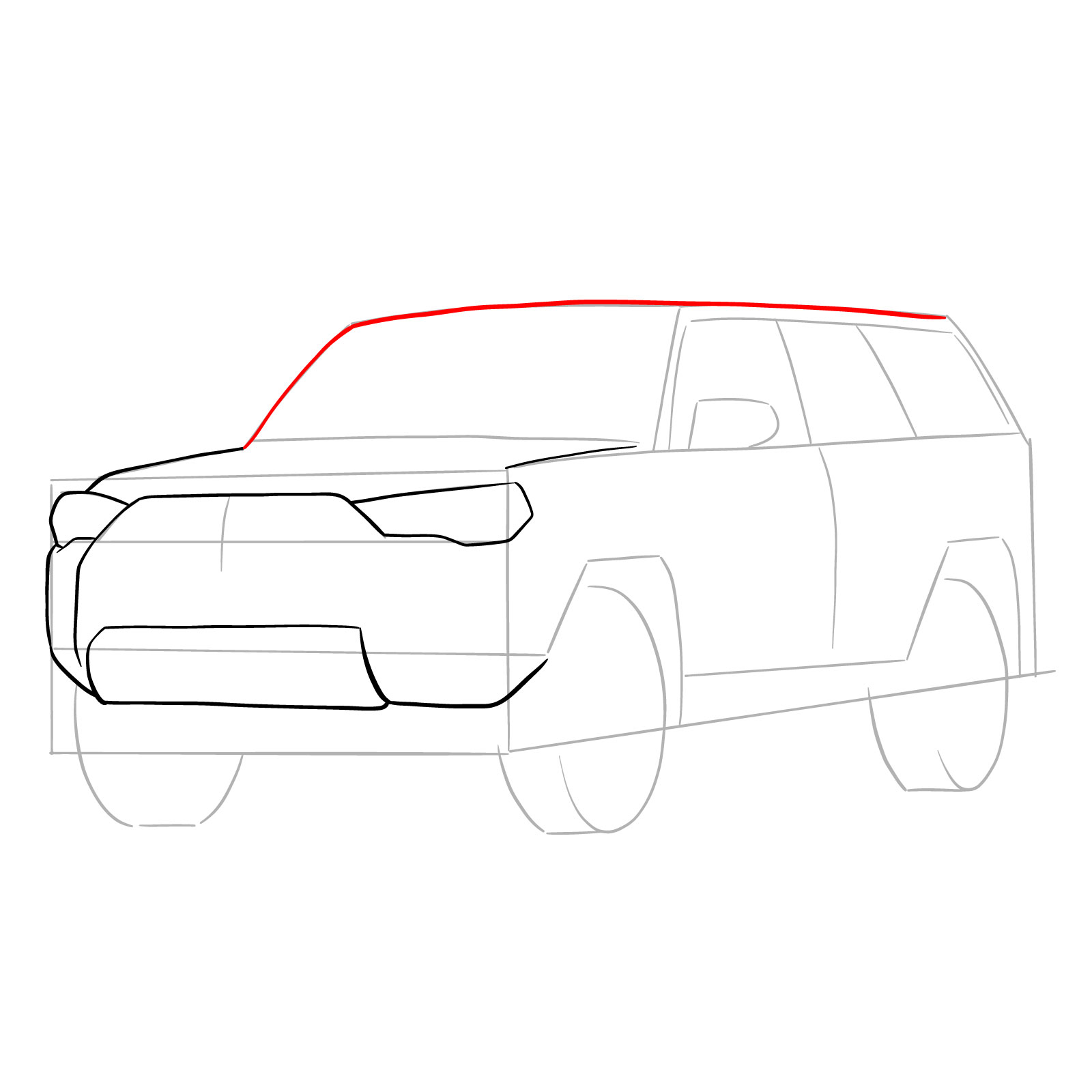 How to draw 2020 Toyota 4Runner - step 09