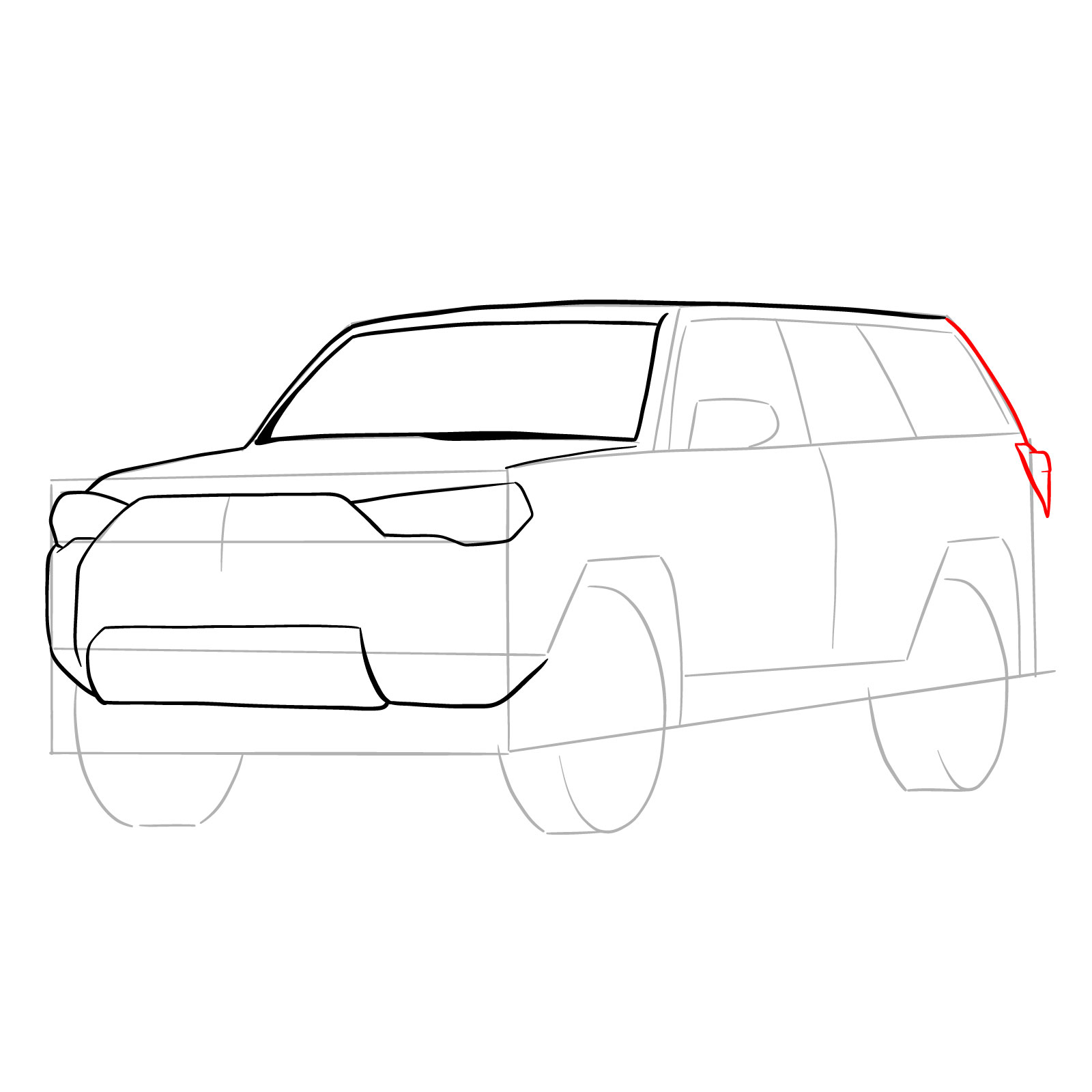How to draw 2020 Toyota 4Runner - step 11