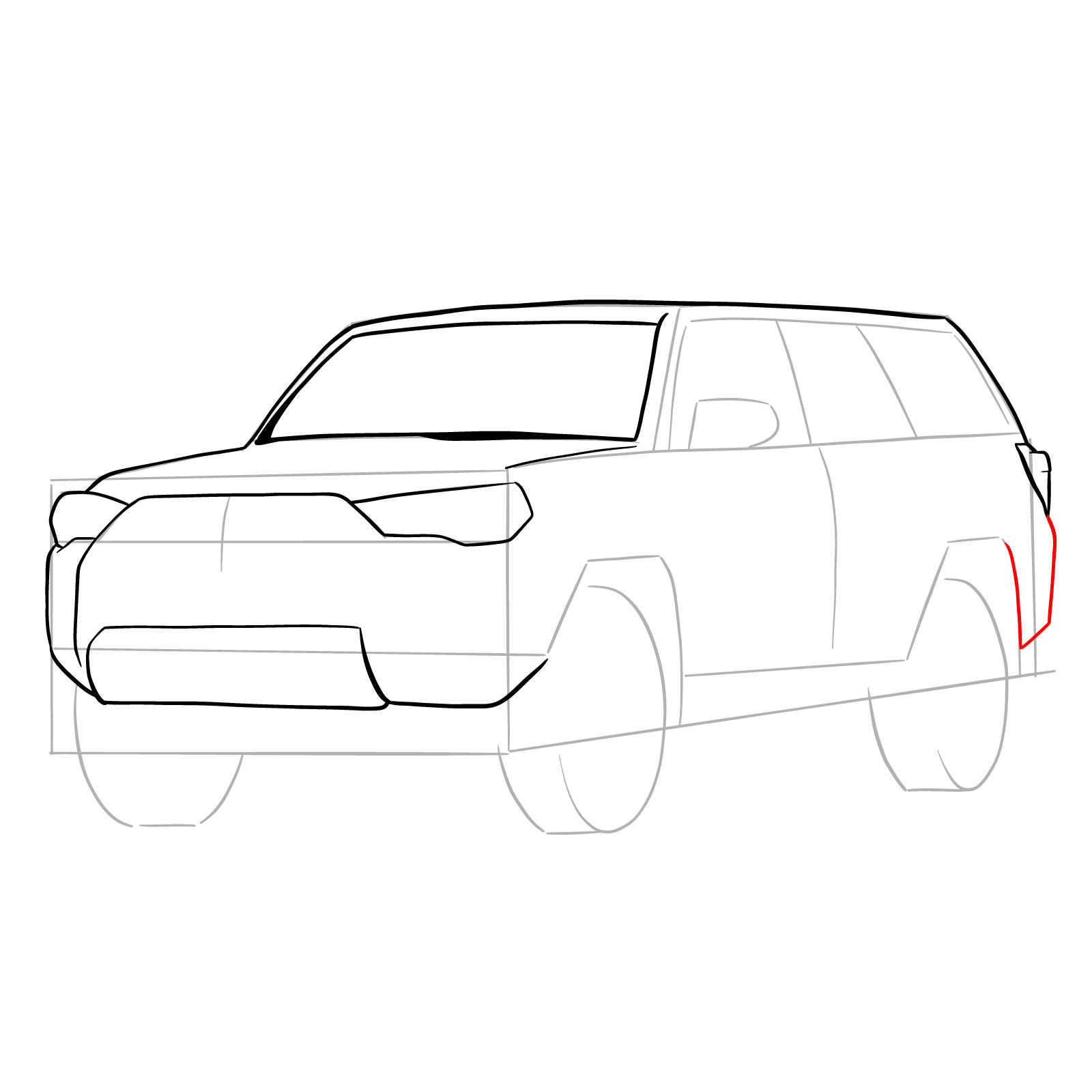 How to draw 2020 Toyota 4Runner - step 12