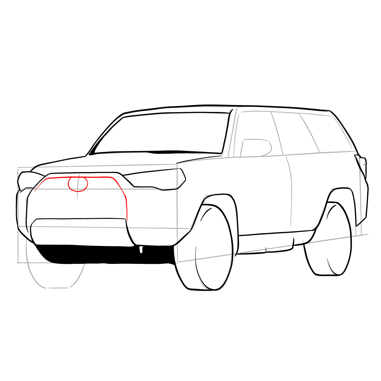 How to draw 2020 Toyota 4Runner - step 17