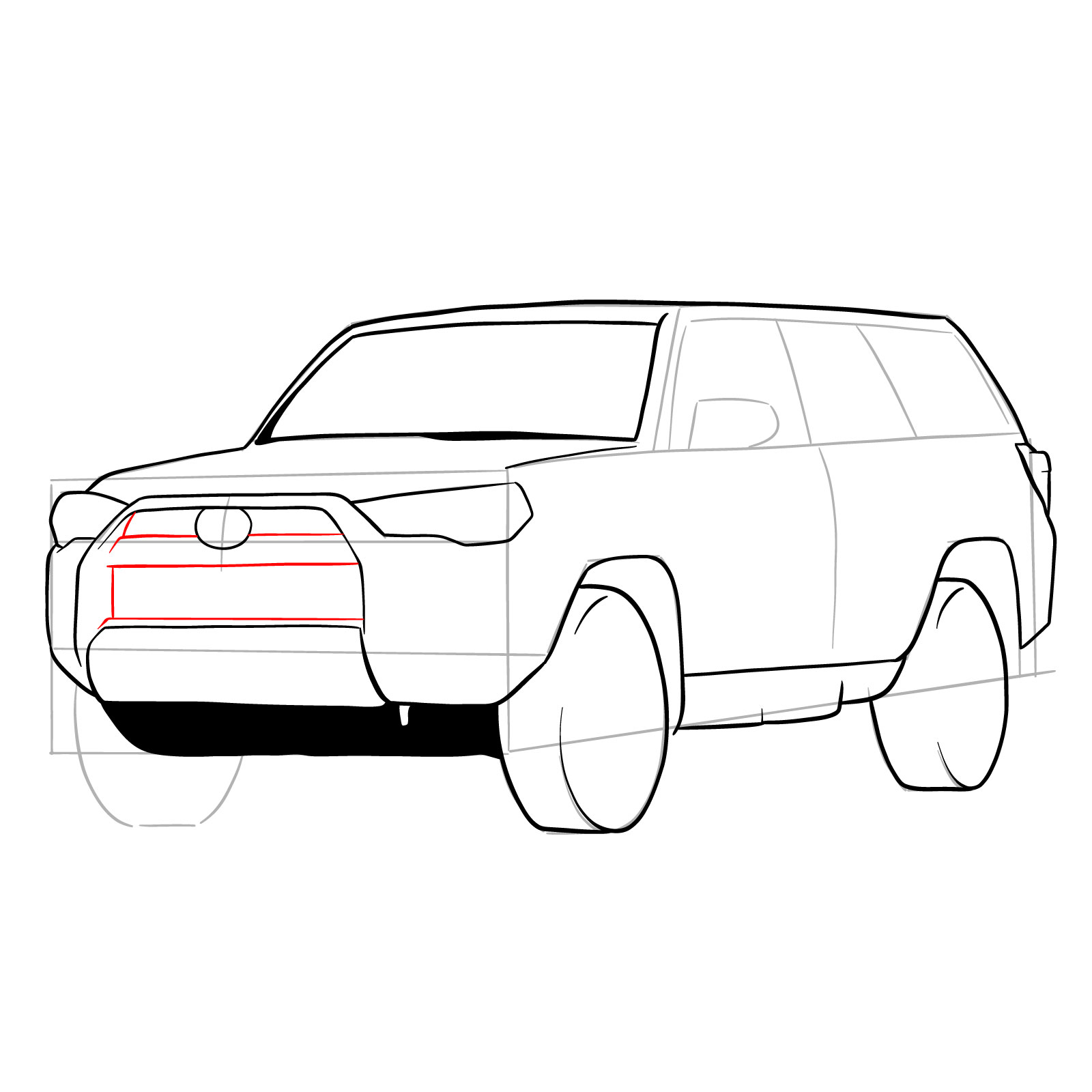 How to draw 2020 Toyota 4Runner - step 18