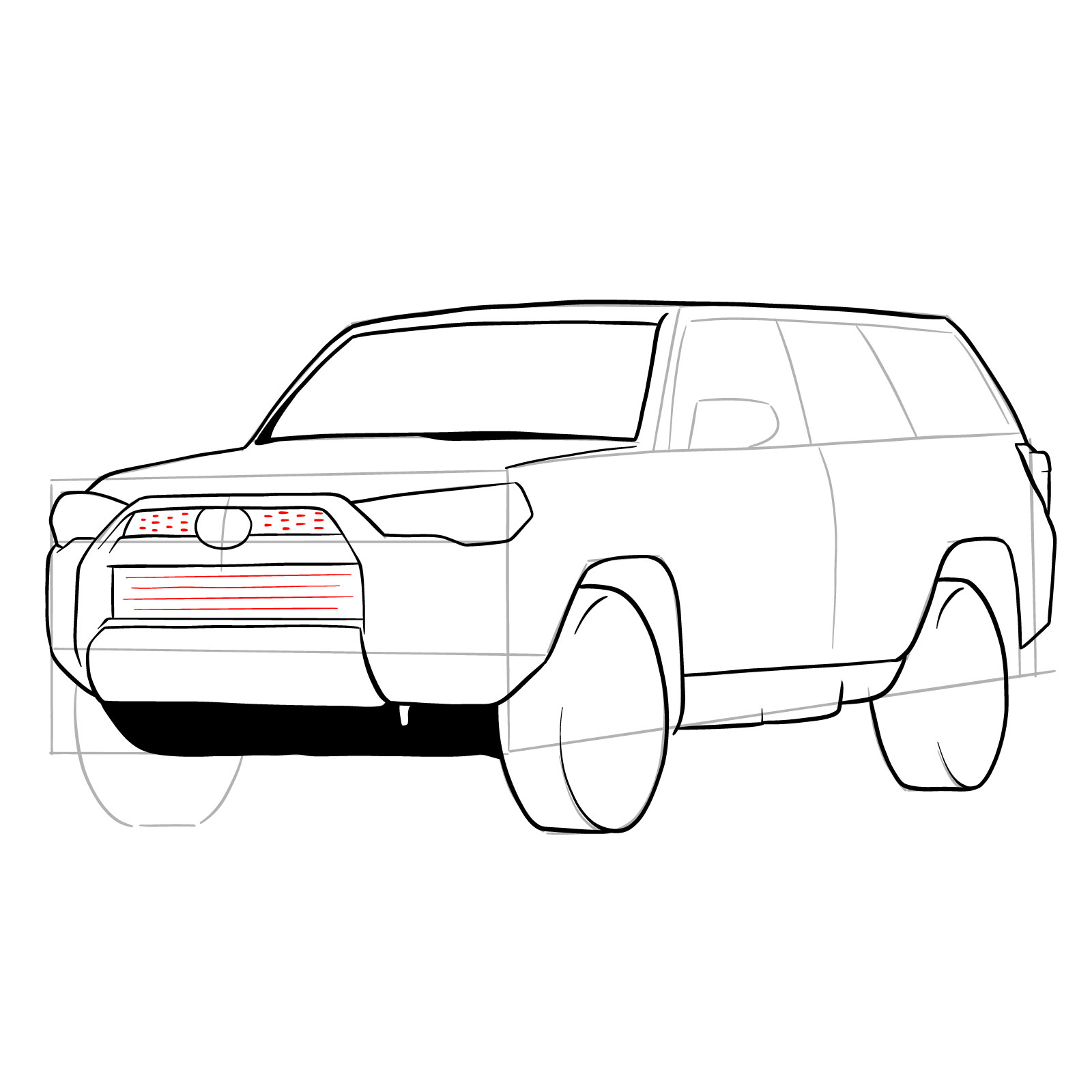 How to draw 2020 Toyota 4Runner - step 19