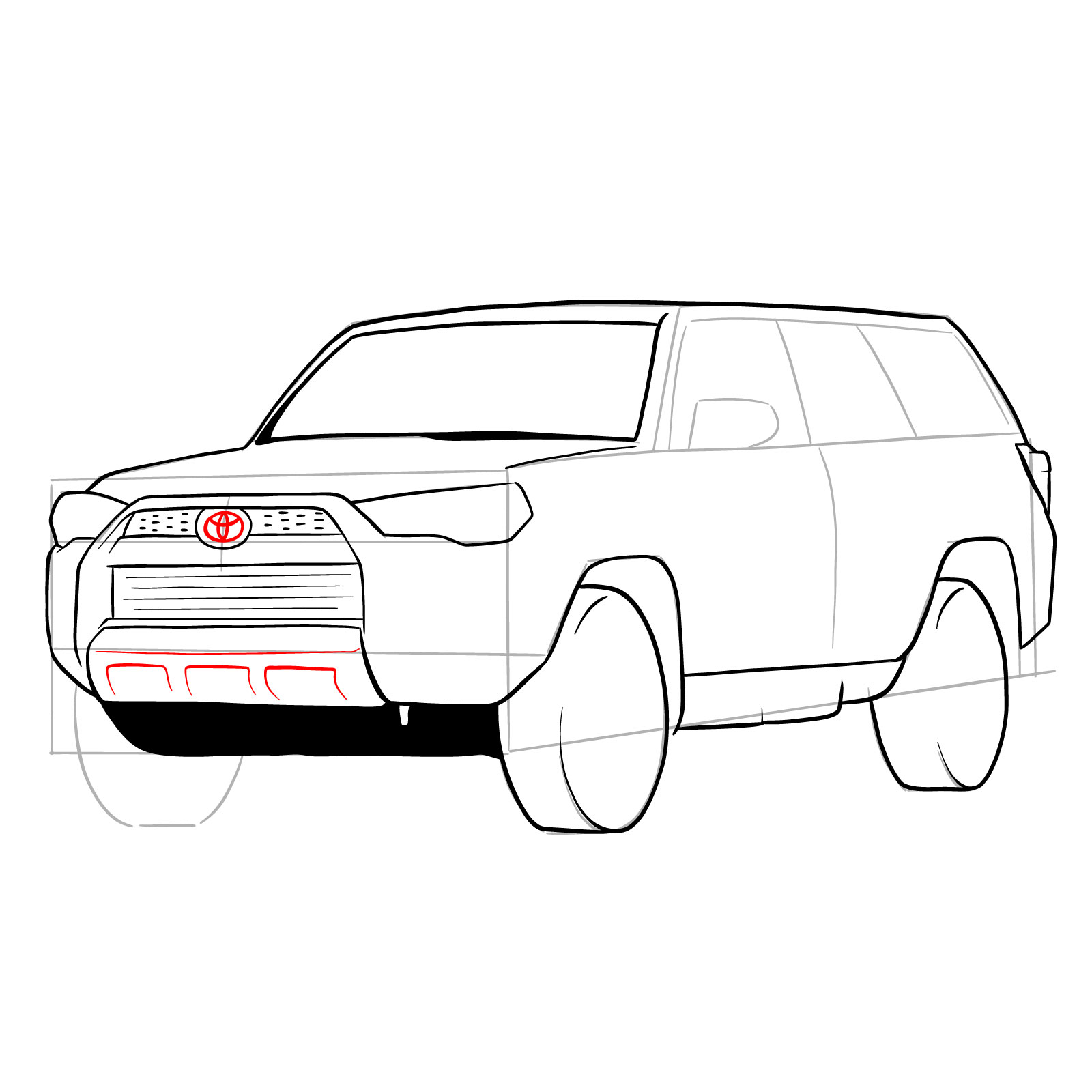 How to draw 2020 Toyota 4Runner - step 20