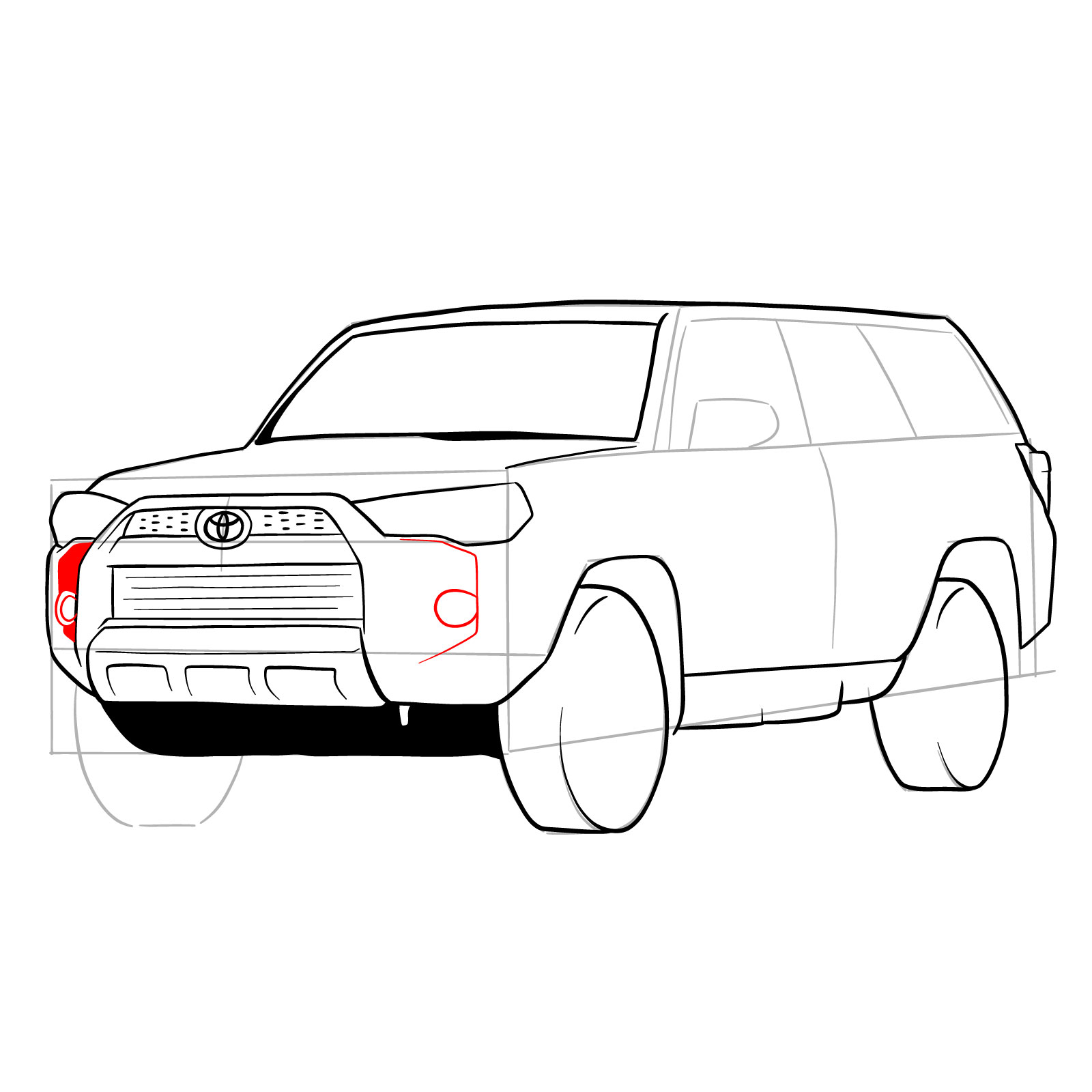 How to draw 2020 Toyota 4Runner - step 21