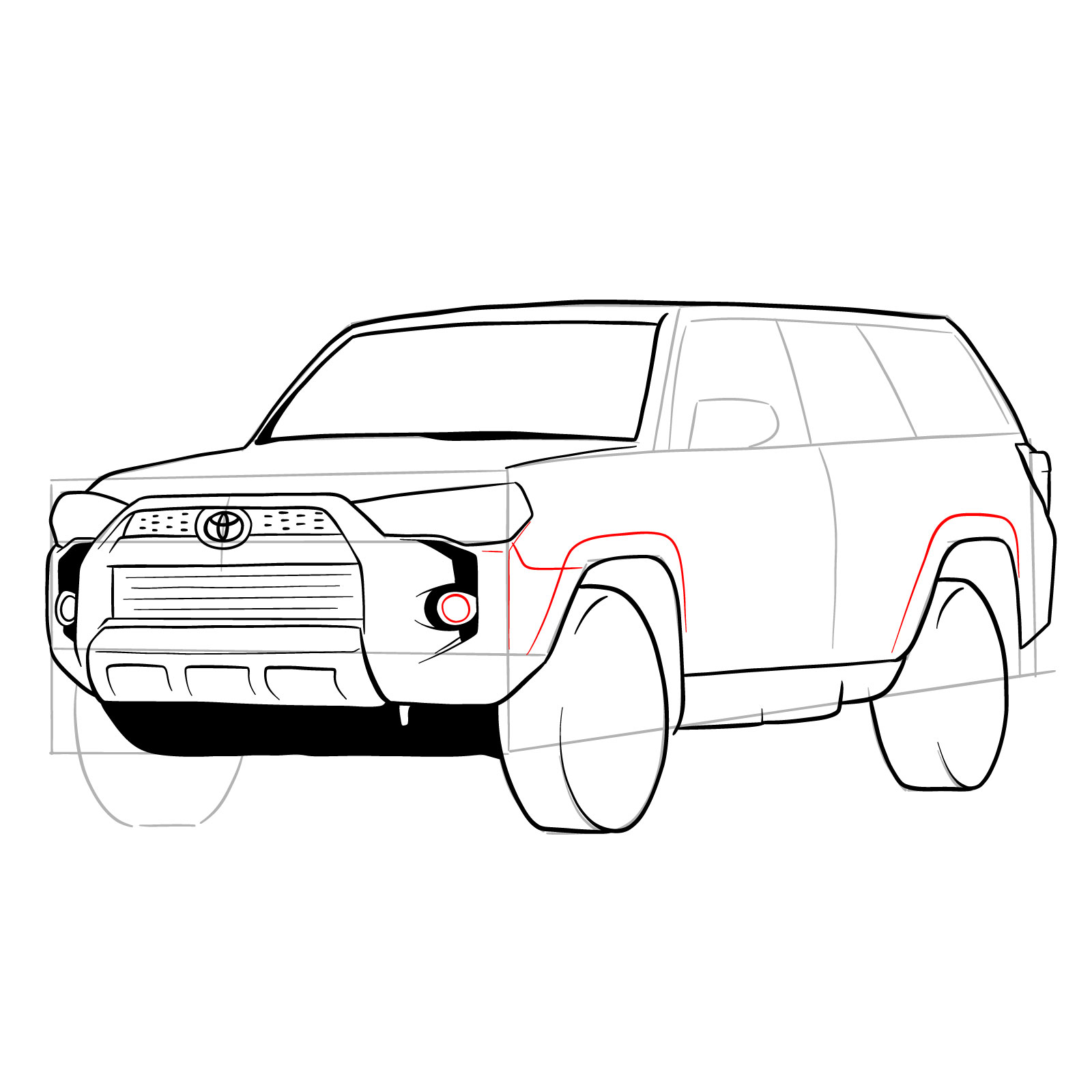How to draw 2020 Toyota 4Runner - step 23
